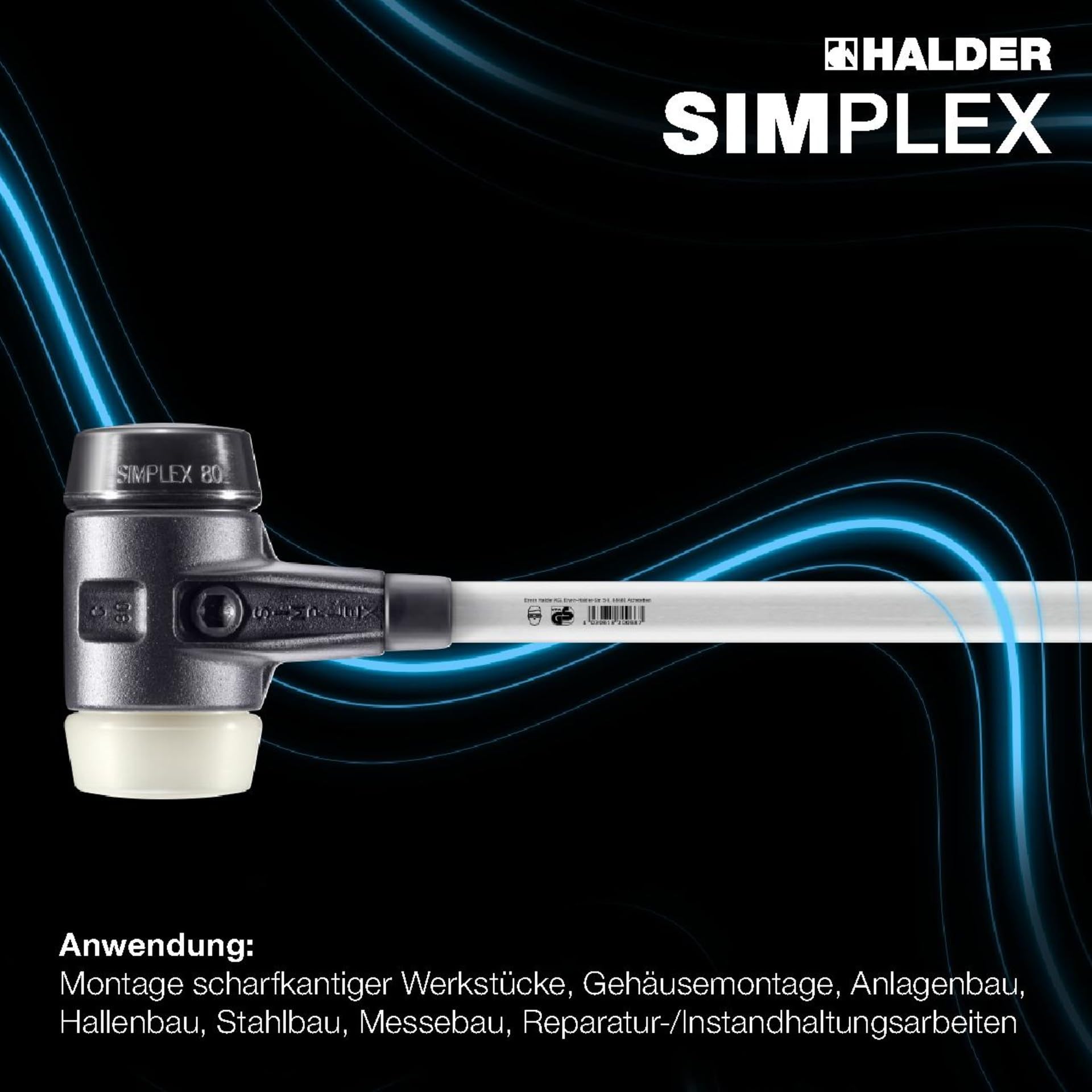 SIMPLEX-Vorschlaghammer, Gummikomposition/Nylon; mit verstärktem Tempergussgehäuse und Fiberglasstiel | D=80 mm | 3728.081