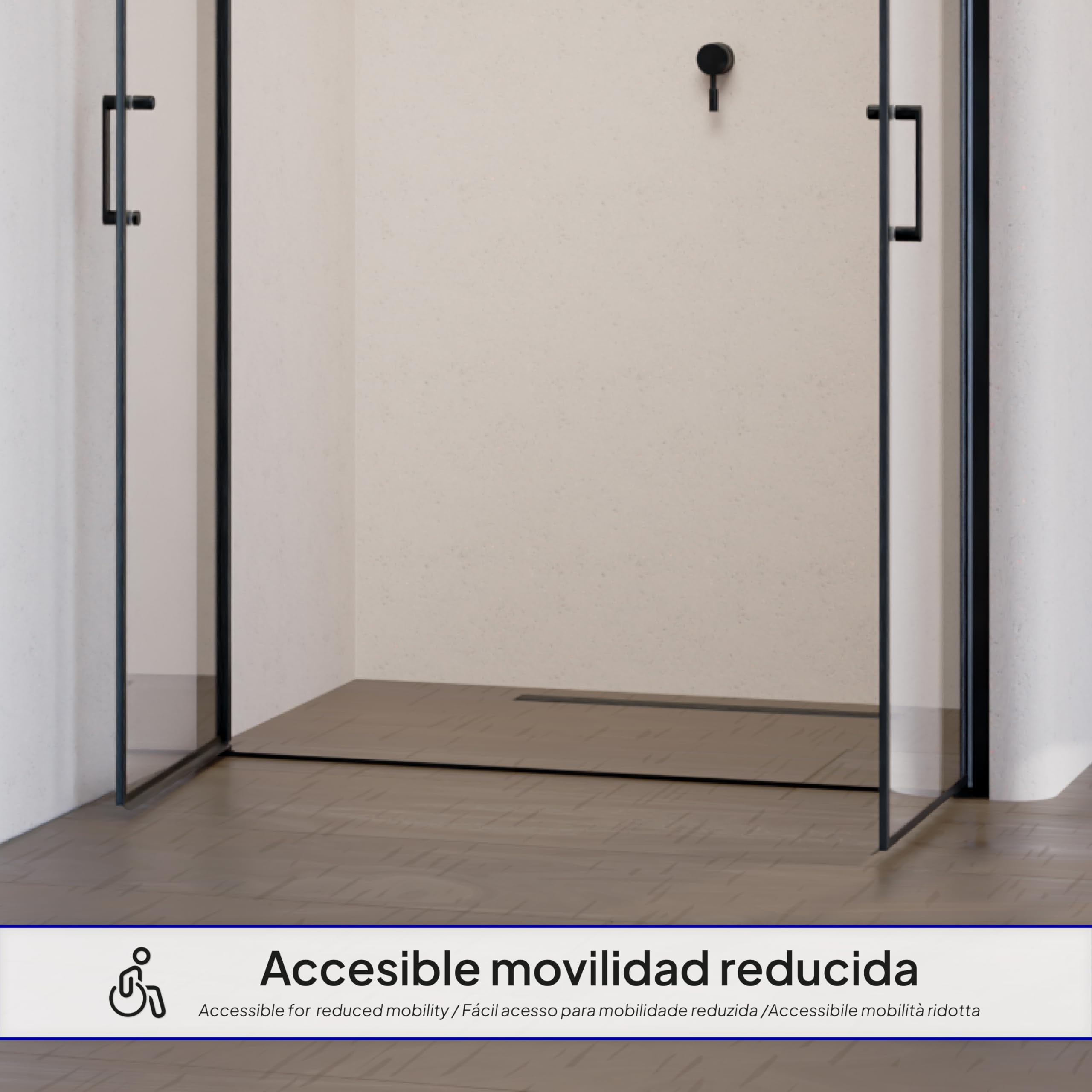 Mampara de ducha 94x190 cm rango de ajuste de 94-97 cm, altura: 190 cm, vidrio de seguridad ESG con nano transparente de 6 mm con perfiles de aluminio negro - BC