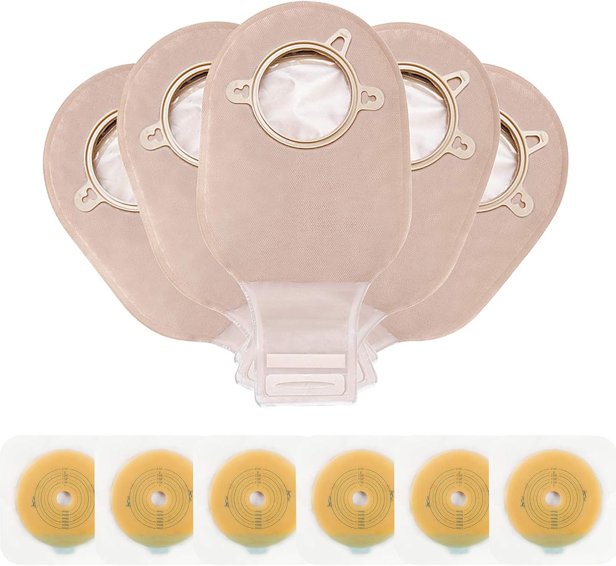 Carbou 21 bolsas de colostomía, bolsa de ostomía de dos piezas con cierre Vercol de 12 pulgadas | Suministros de ostomía, bolsas drenables para el cuidado del estoma de ileostomía, 15 mm-57 mm, cortadas a medida (15 bolsas + 6 barreras)