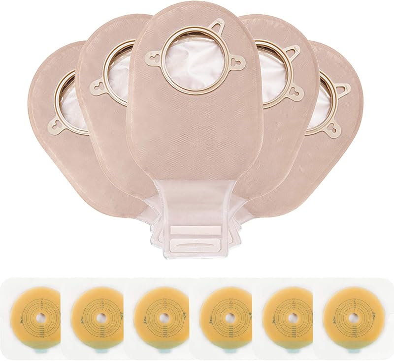 Carbou 21 bolsas de colostomía, bolsa de ostomía de dos piezas con cierre Vercol de 12 pulgadas | Suministros de ostomía, bolsas drenables para el cuidado del estoma de ileostomía, 15 mm-57 mm, cortadas a medida (15 bolsas + 6 barreras)