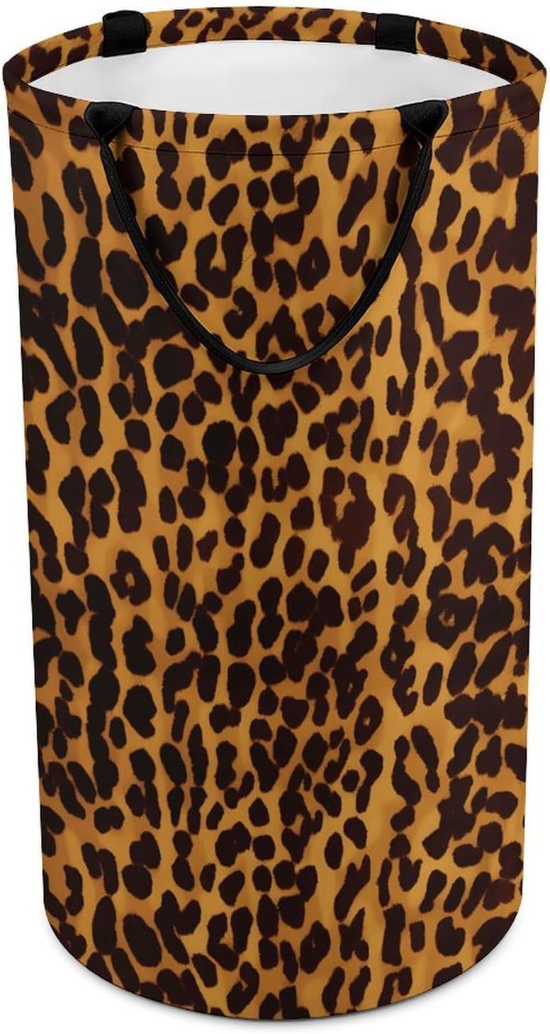 Cool Cheetah Leopard Laundry Hamper Portable Lightweight Clothes Hampers Fashion Dirty Laundry Storage Basket Large Capacity Foldable Clothes Baskets for Bathroom Bedroom