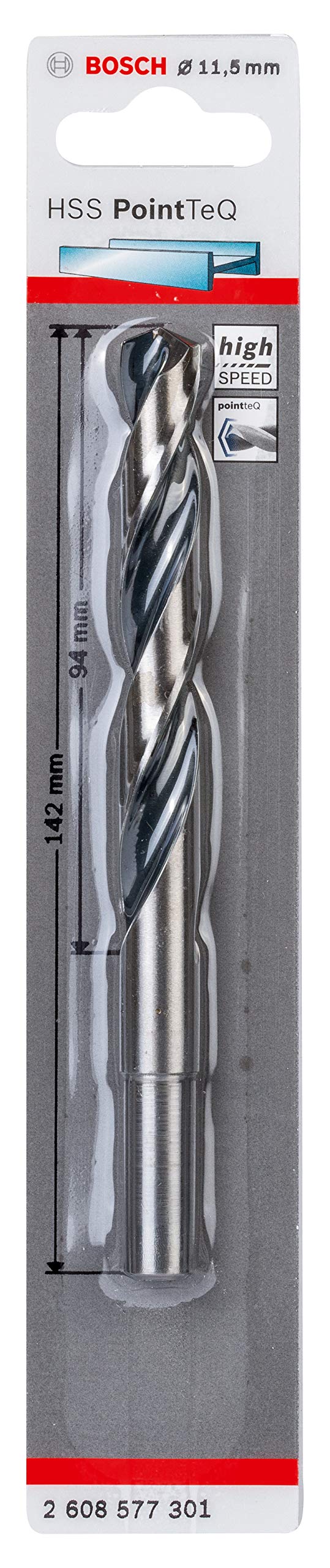 Bosch Bosch Professional PointTeQ HSS Twist Drill Bit (for Metal, Reduced Shank, 11.5 x 94 x 142 mm, Accessories for Drill Driver)
