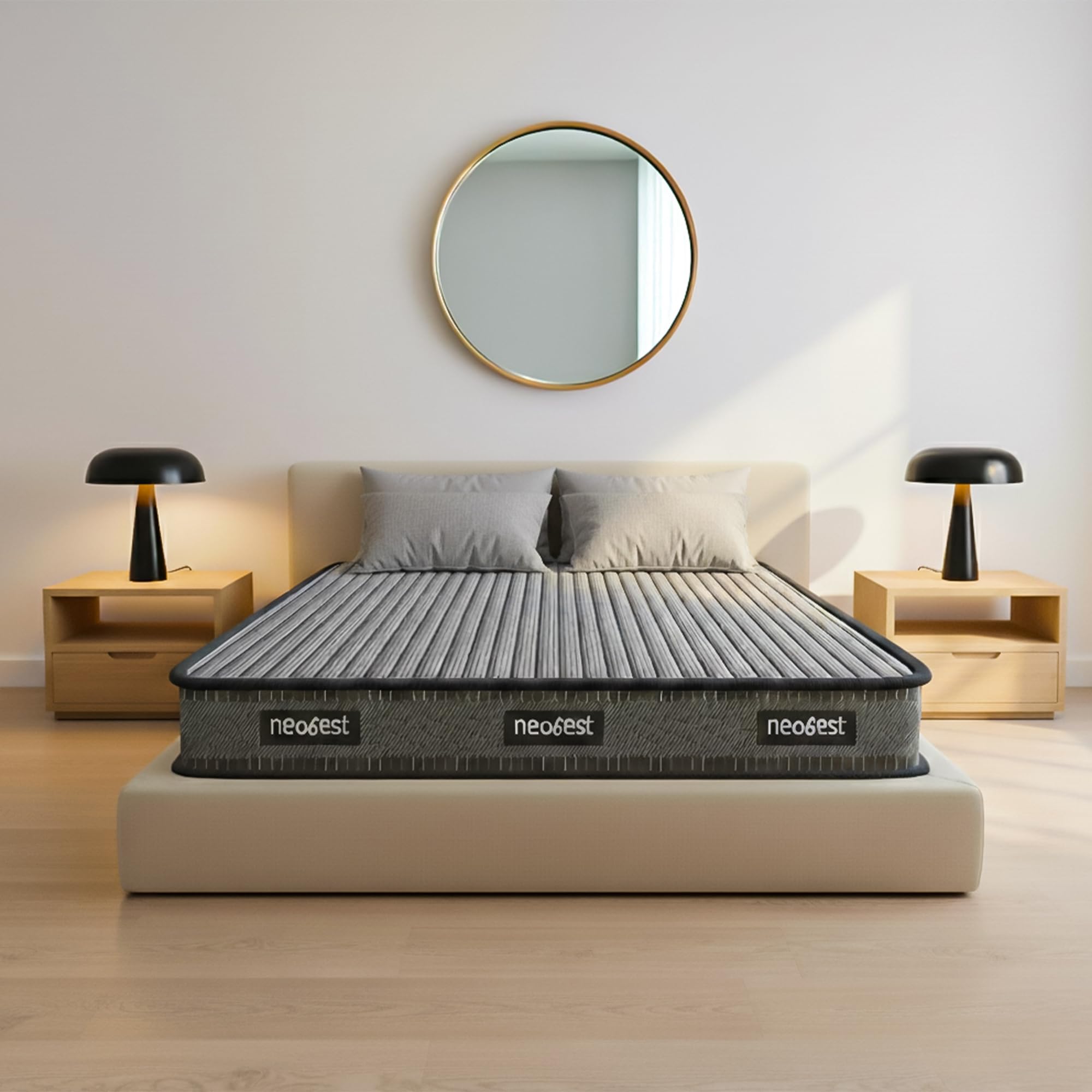 NEOBEST | NEOMWTE72606 | Orthopedic Memory Foam Spine Support Mattress 4 Layers Breathable Fabric | Tape Edge Finish 6 inch Queen High Resilience (HR) Foam Mattress (72X60X06 Inches) | Blue & White-picture-25
