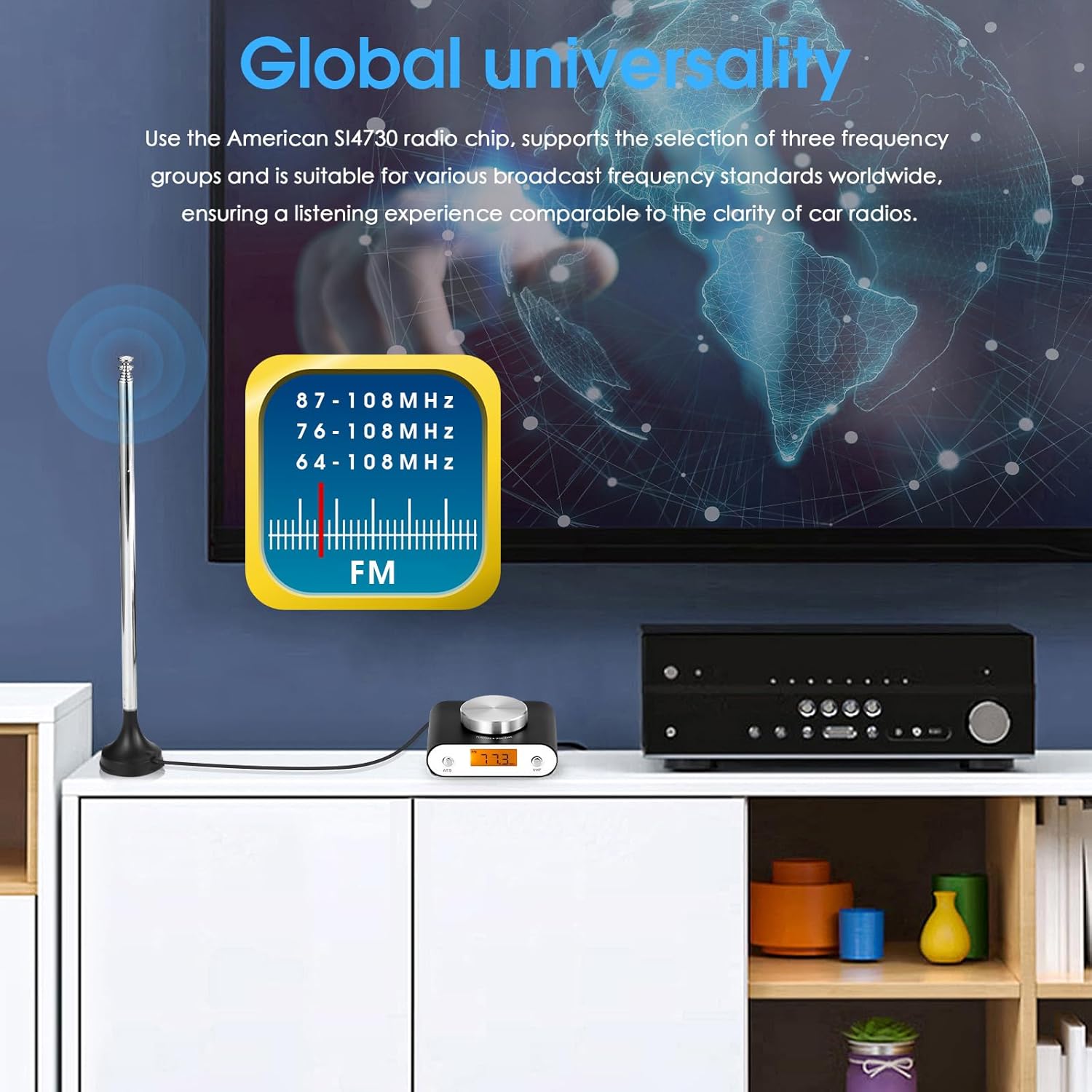 Nobsound Mini FM Radio demonstrating global universality with frequency ranges