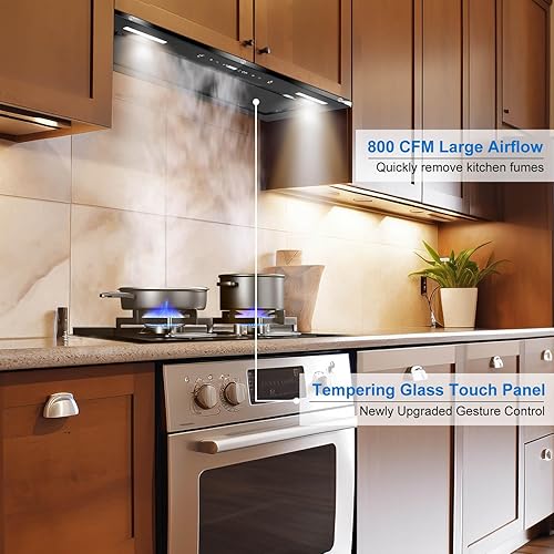 Miniatura 9 de Inserto de campana extractora de 20 pulgadas, 600 CFM, acero inoxidable, sin conductos, convertible, ultra silencioso, campana extractora de cocina