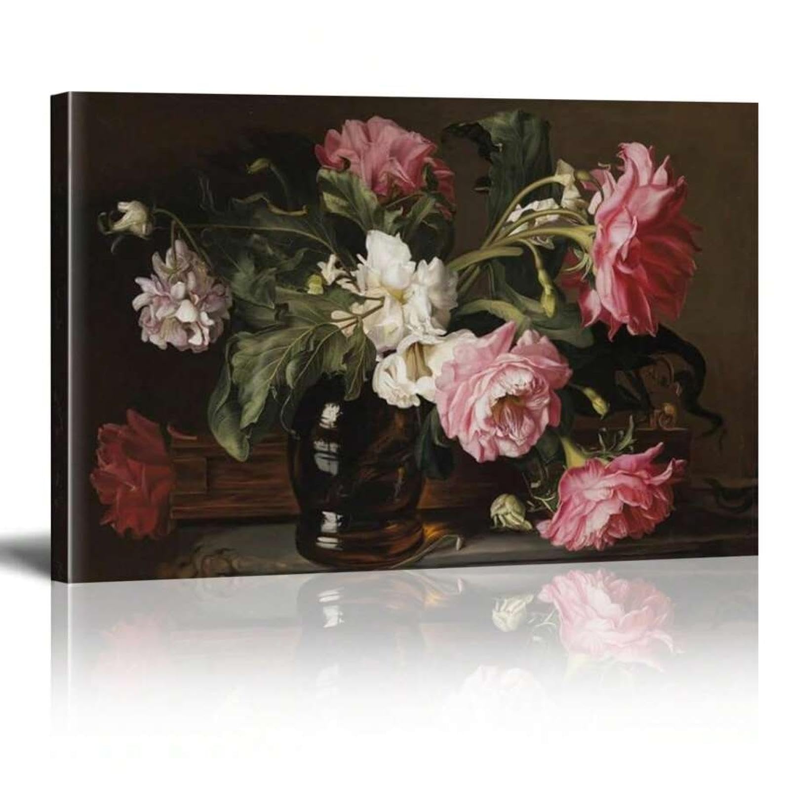 Décoration murale roses et pivoines tableau fleur salon moderne 30x45cm - 8