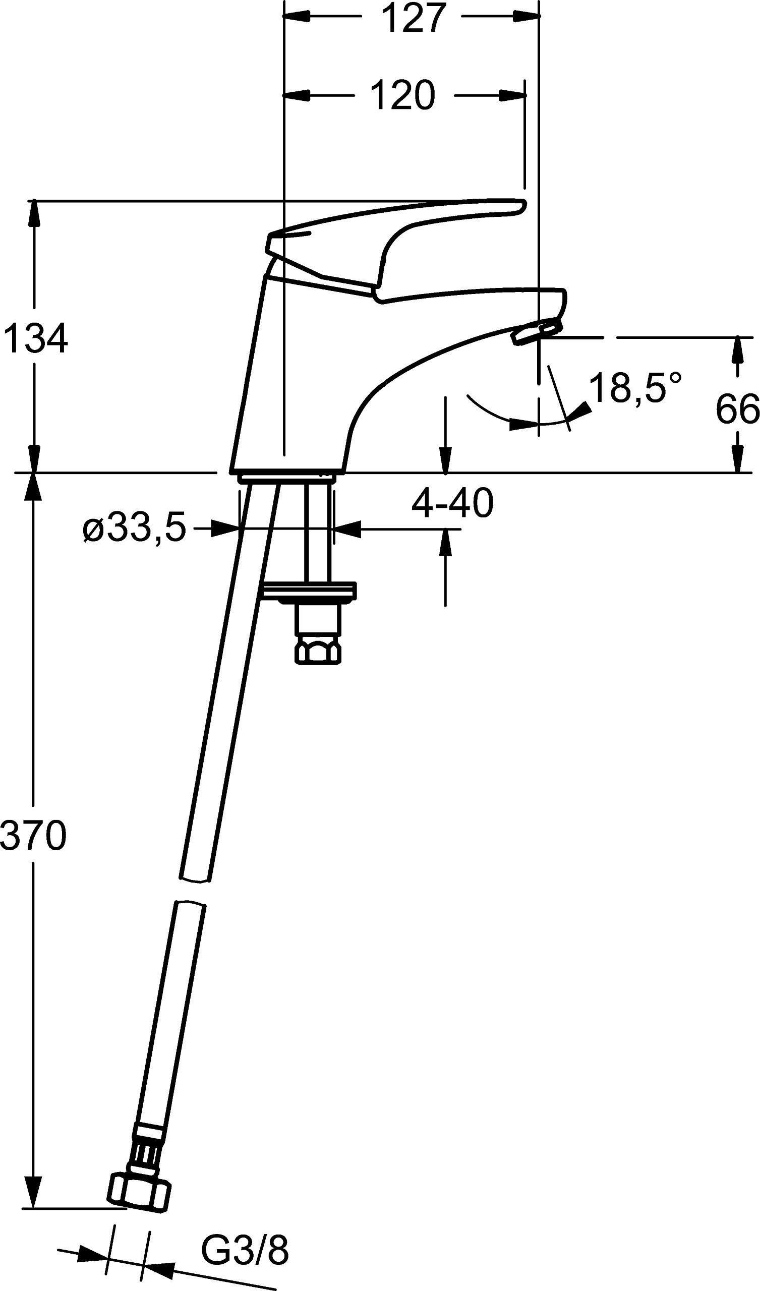 Hansa Waschtisch-Einhebelmischer HANSAMIX 01162283 ohne Garnitur mit flexiblen Druckschlauch, verchromt