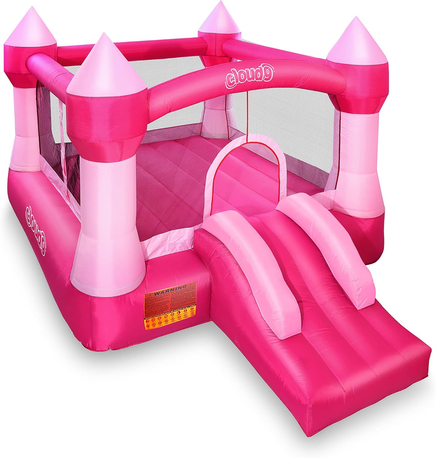 Cloud 9 Princess Bounce House with Blower, Pink Castle Inflatable Bouncer for Kids, Includes Stakes and Repair Patches