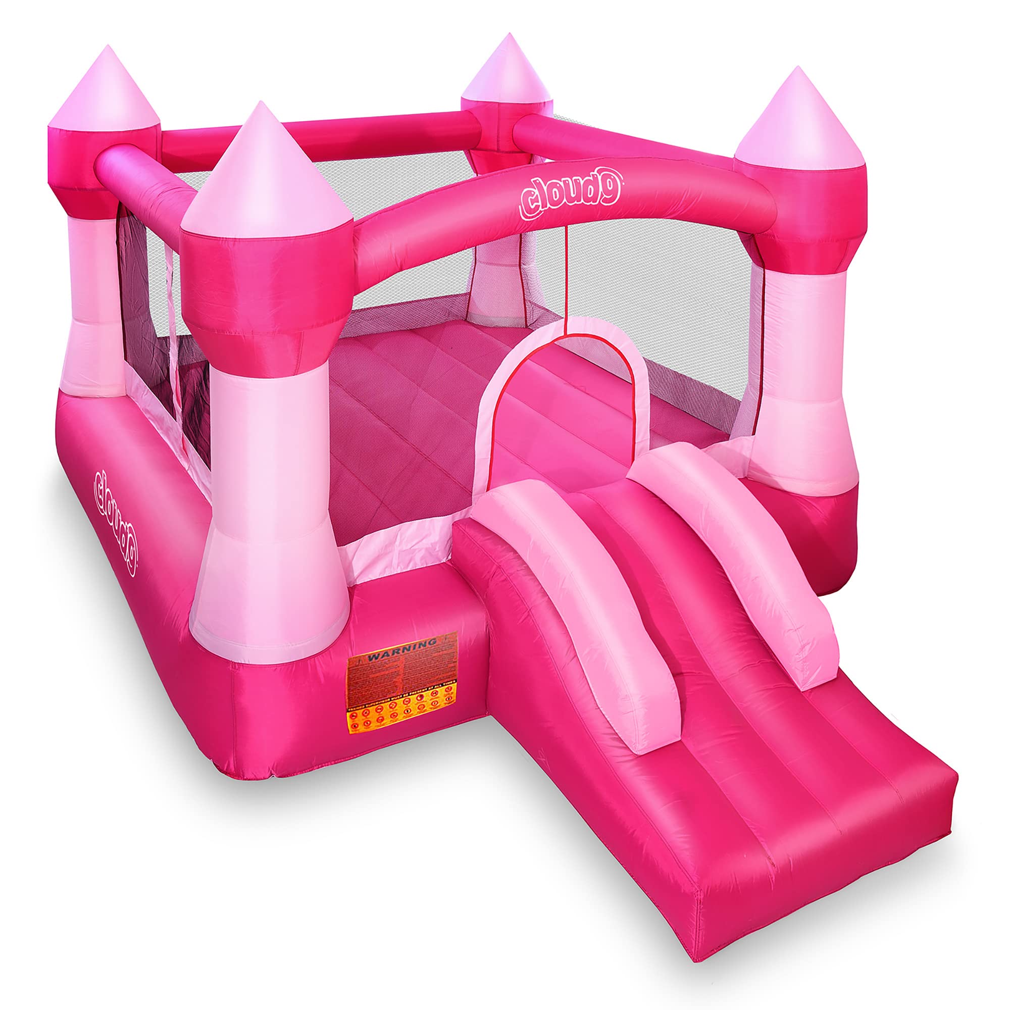 Cloud 9 Princess Bounce House with Blower, Pink Castle Inflatable Bouncer for Kids, Includes Stakes and Repair Patches