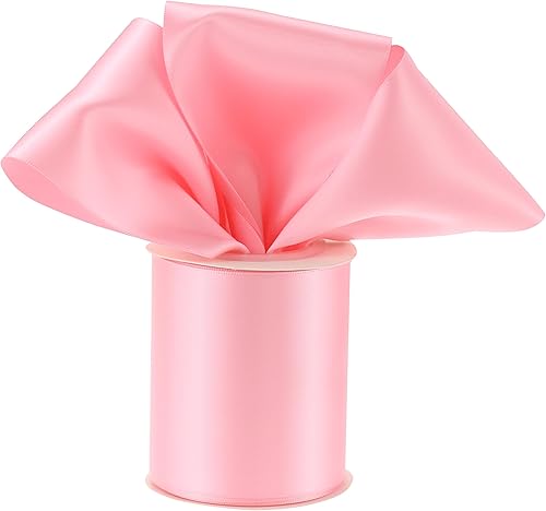 DINDOSAL Cinta de Navidad rosa de 3 pulgadas, cinta de satén de doble cara, cinta gruesa de seda rosa para baby shower, banda de silla, envoltura de