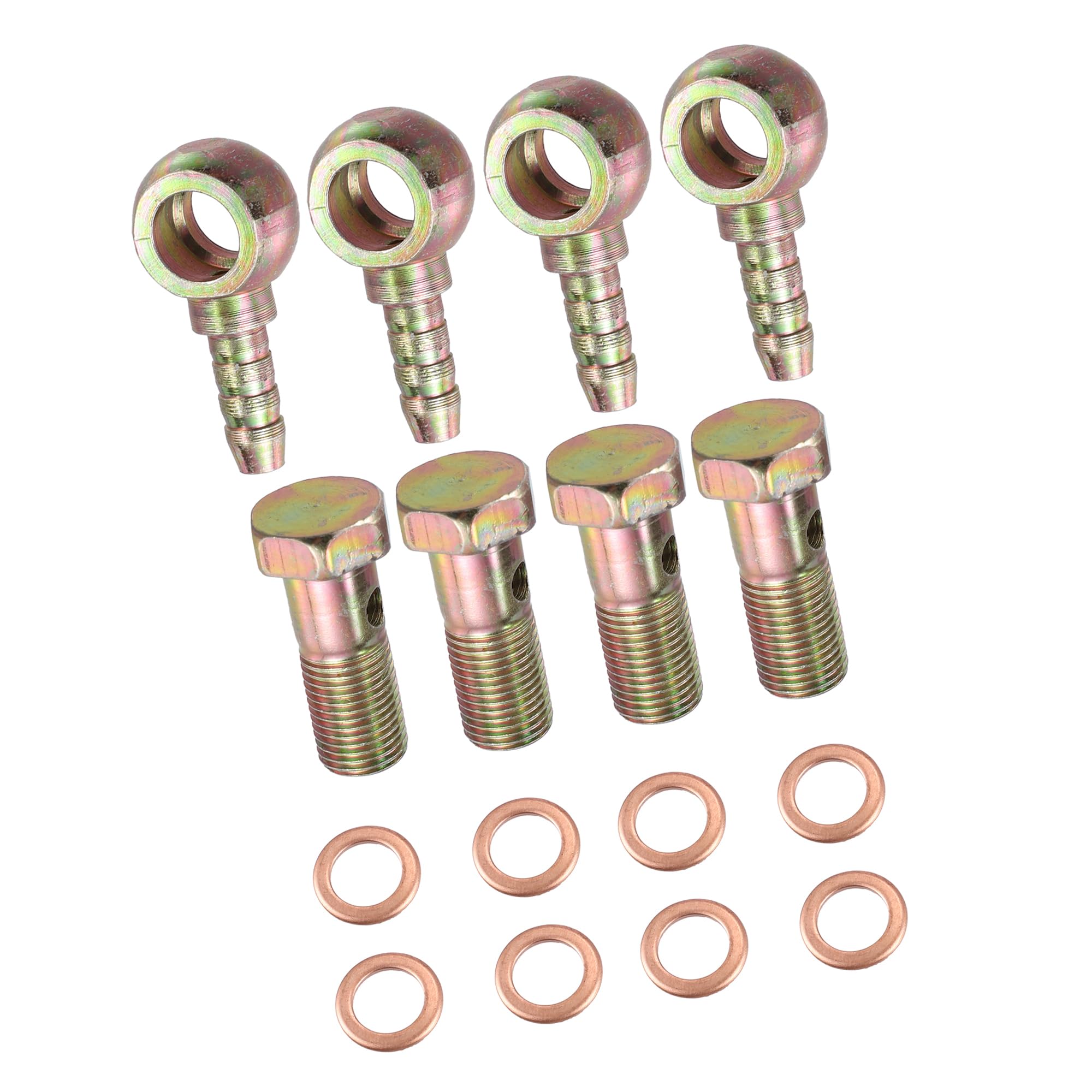 A ABSOPRO Conjunto De 4 Pernos De Banjo De Manguera De Barra De Banjo De 8 mm Con Arandela De Tono Bronce De Metal Para Automóvil