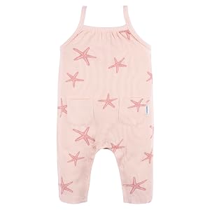 Gerber Baby Girls Sleeveless Cotton Long-leg Romper Jumpsuit