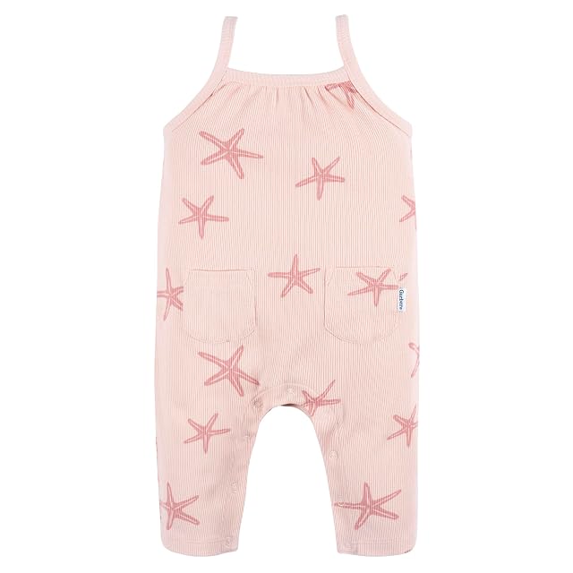 Gerber Baby Girls Sleeveless Cotton Long-leg Romper Jumpsuit