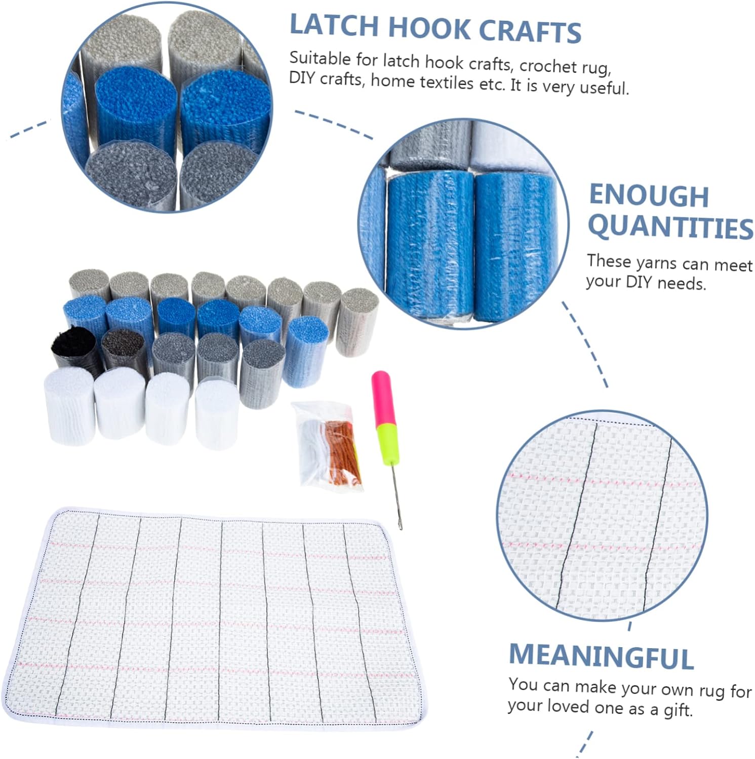 Homoyoyo Punch Needle Rug Kits Latch Hook Rug Making Kit Latch Hook Yarn Craft Supplies