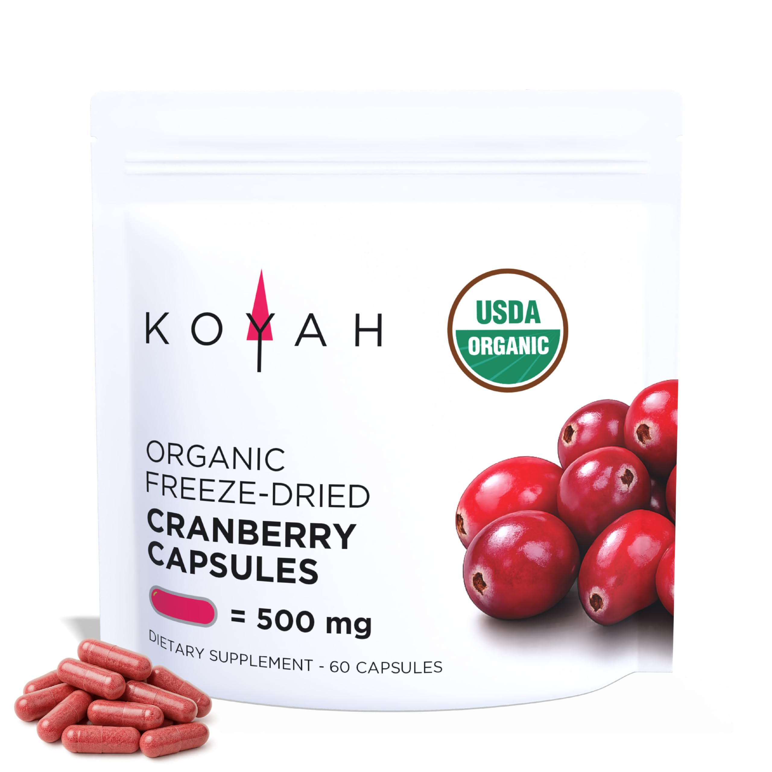 KOYAH - Organic Cranberry Capsules, Freeze-Dried: 60 Capsules