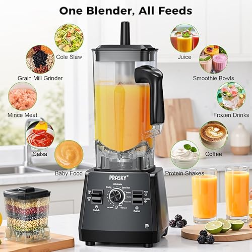 Miniatura 5 de Licuadoras para cocina, licuadora de batidos de gran capacidad, 2400 W Prasky Batidora de encimera con tarro de jugo y molinillo de 101 onzas, sin
