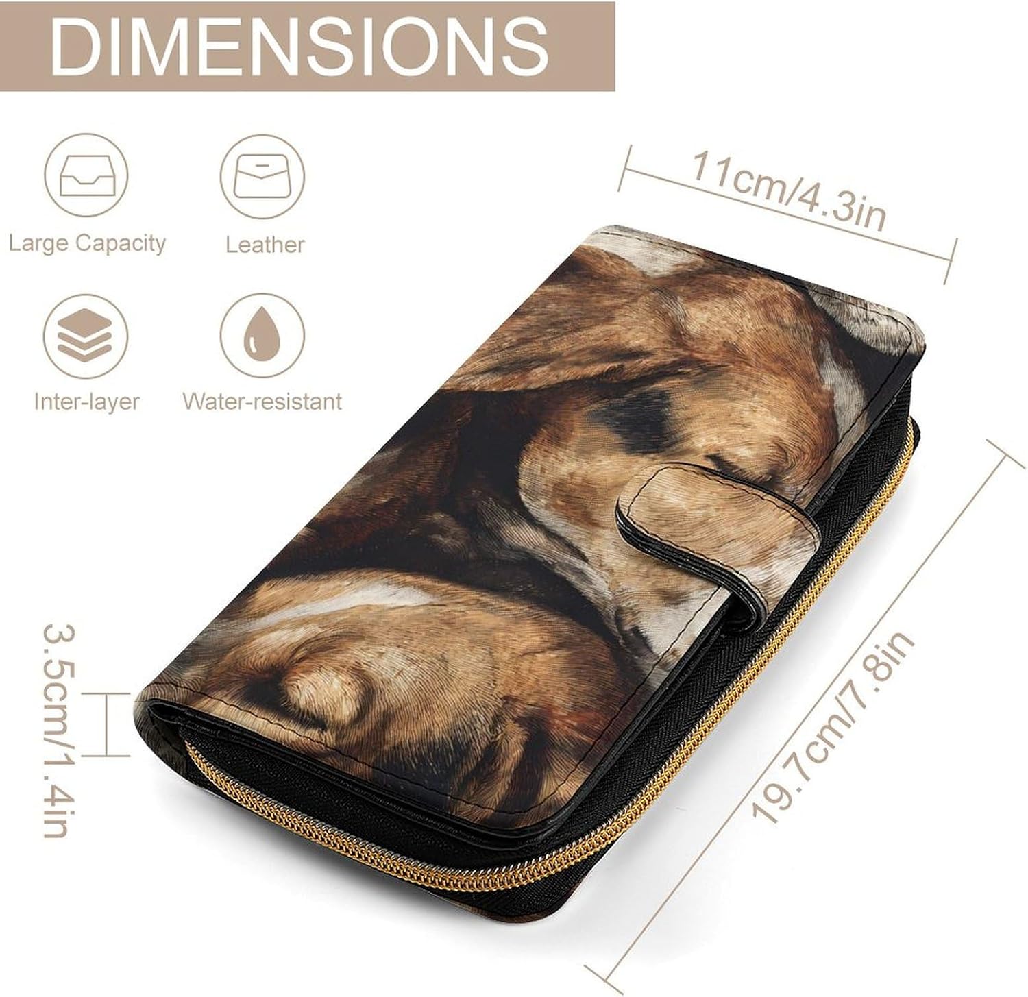 Foxhounds Dog Sleeping Together Womens Wallet for Men Slim Purse Clutch Handbag with Card Holder
