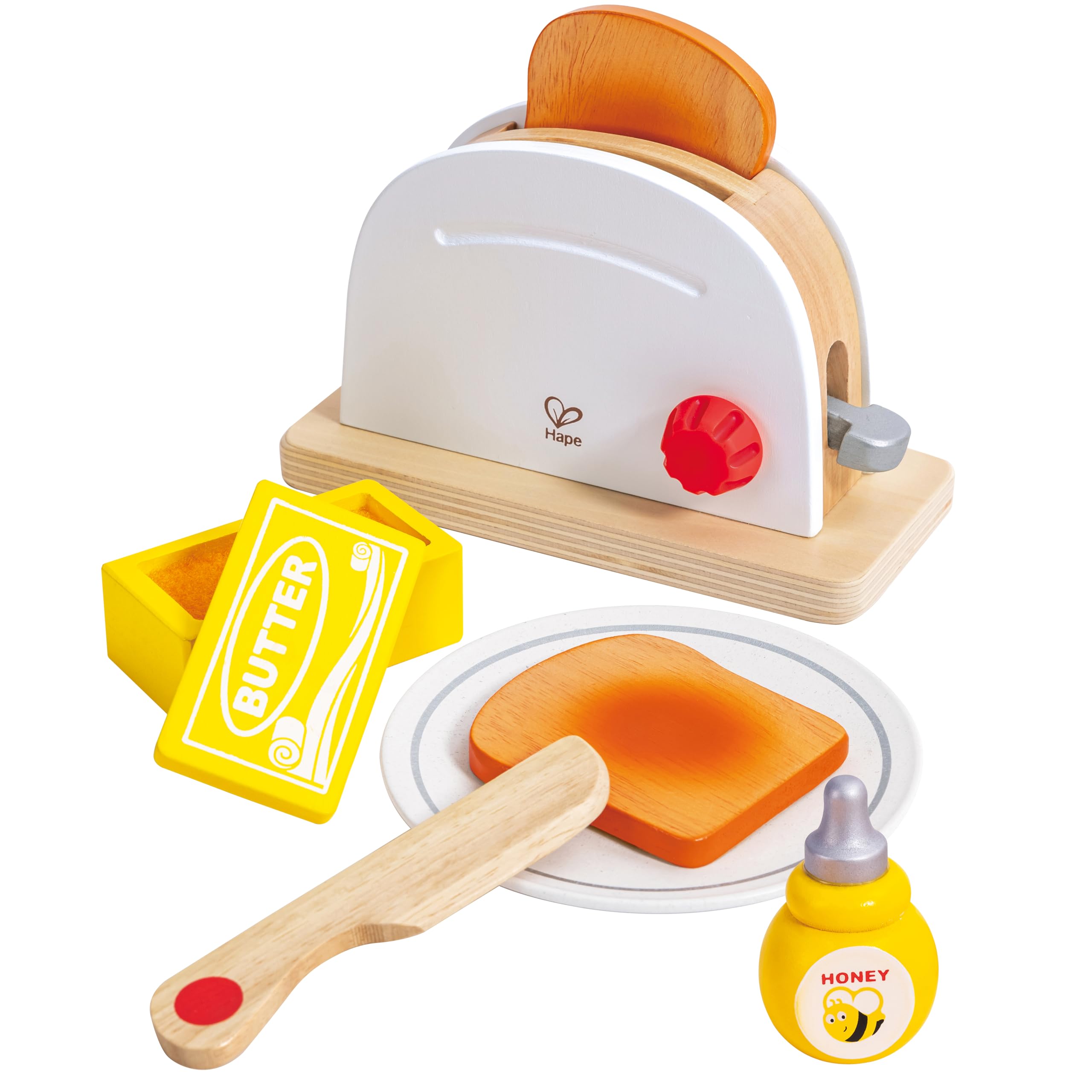 Hape Pop-Up Toaster Set | Kitchen Pretend Play Toy Set with Breakfast Accessories for Kids