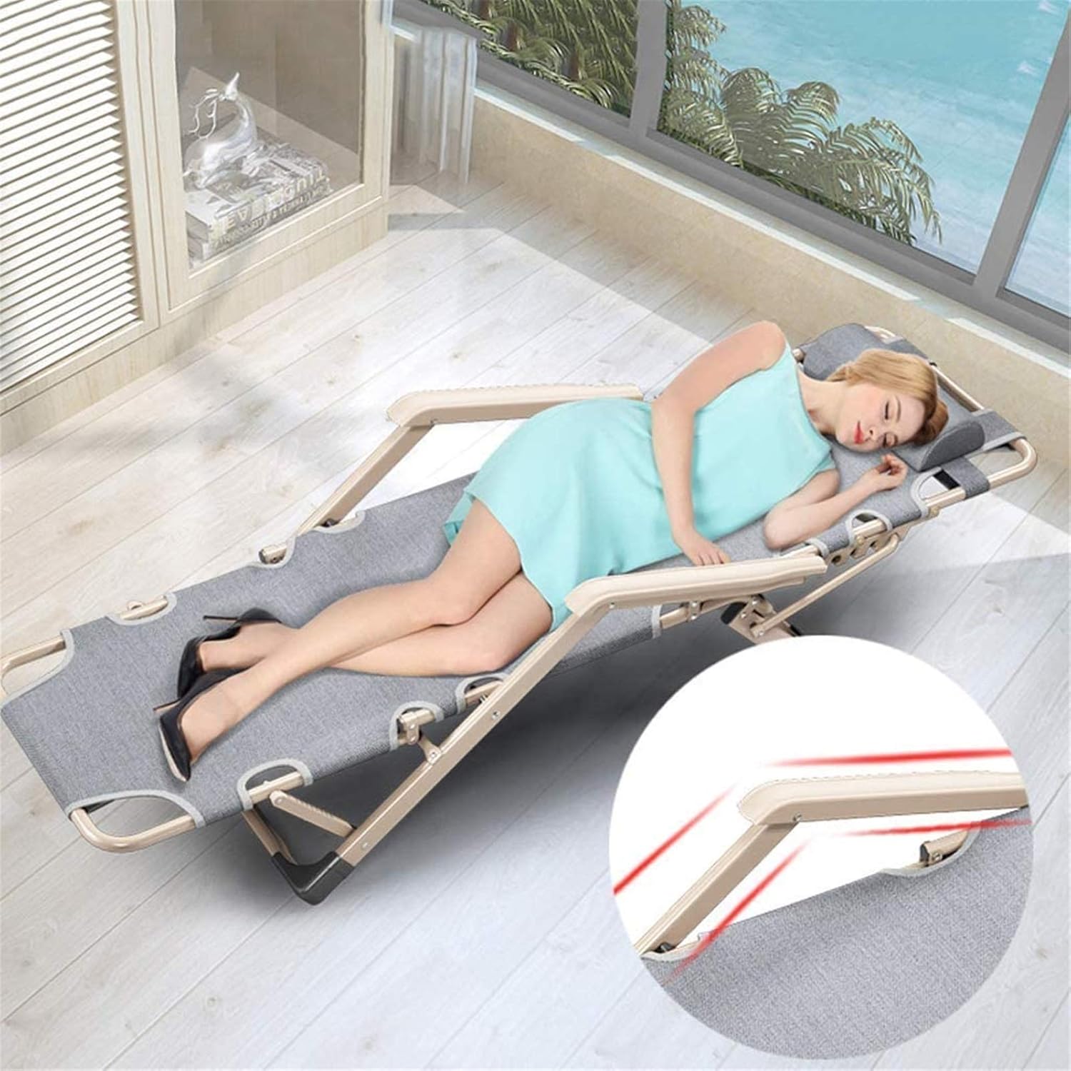 Lightweight Foldable Sun Loungers Deck Chairs Reclining Garden Chair Zero Chairs Relaxer Recliner Sunbed Adjustable for Patio Outdoor Camping Beach Gray Max.260kg