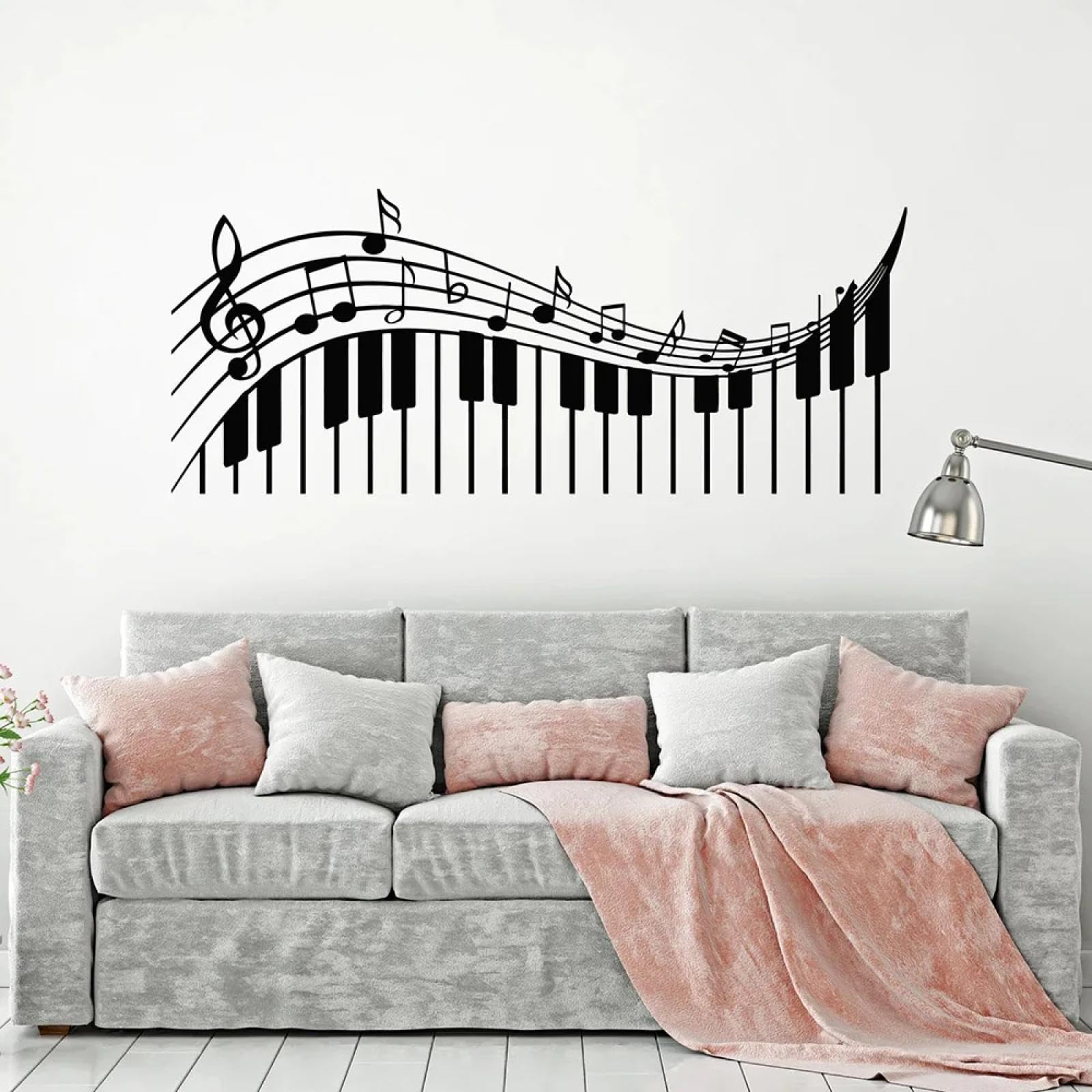 Black/Treble Clef Music Key Wall Sticker for Classroom, Musical Piano, Note Piano Wall Sticker for Living Room Decoration