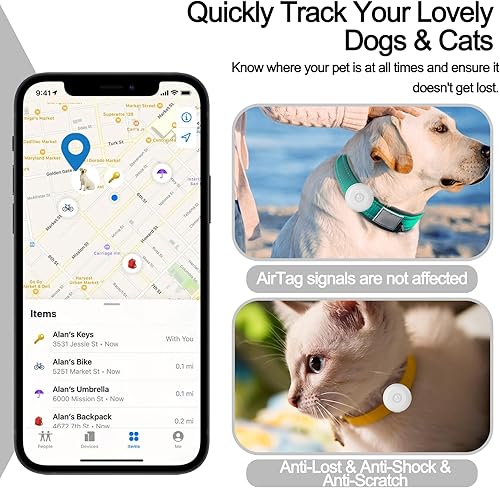 Miniatura 4 de Paquete de 2 soportes impermeables IPX8 para collar de perro, funda de aire oculta para collar de gato, funda de silicona antipérdida para AirTag