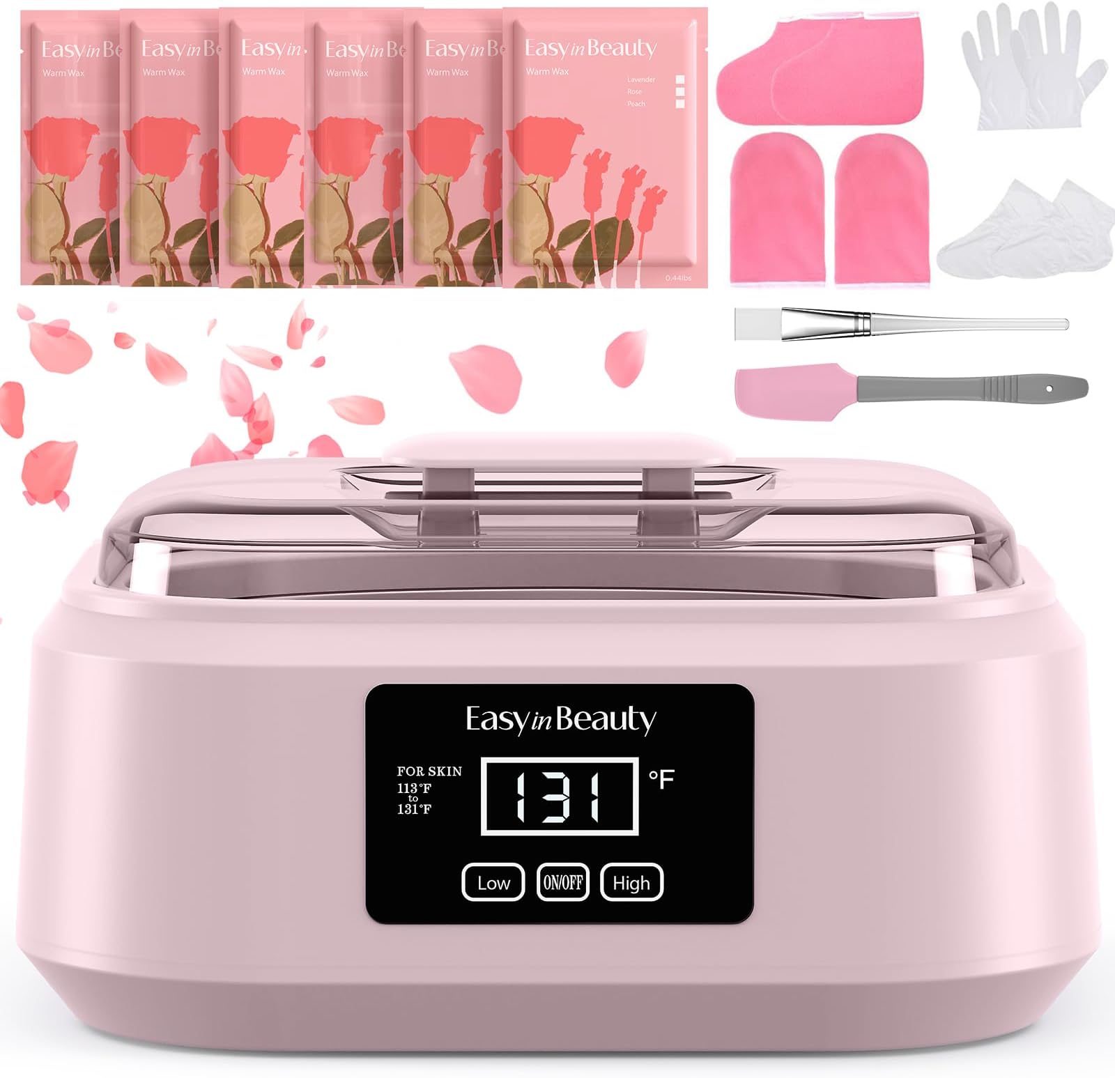 EasyinBeauty Paraffin Wax Machine for Hand and Feet, Touchscreen 3000ml Paraffin Wax Warmer with 6 Packs Rose Wax (2.64 lbs), Paraffin Hot Wax Spa for Therapy, Paraffin Bath for Smooth & Soft Skin
