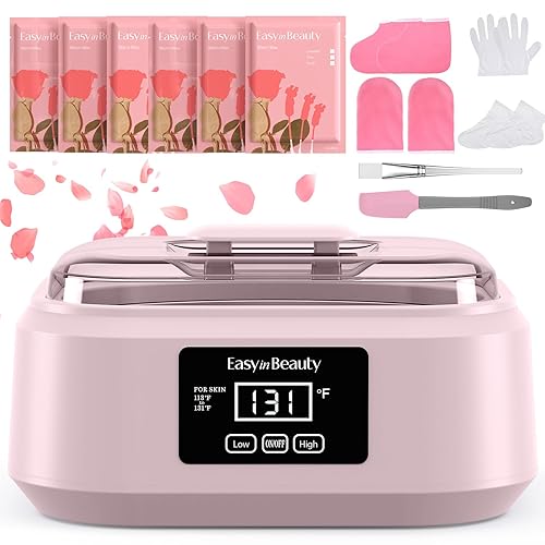 EasyinBeauty Paraffin Wax Machine for Hand and Feet, Touchscreen 3000ml Paraffin Wax Warmer with 6 Packs Rose Wax (2.64 lbs), Paraffin Hot Wax Spa for Therapy, Paraffin Bath for Smooth & Soft Skin - Pink