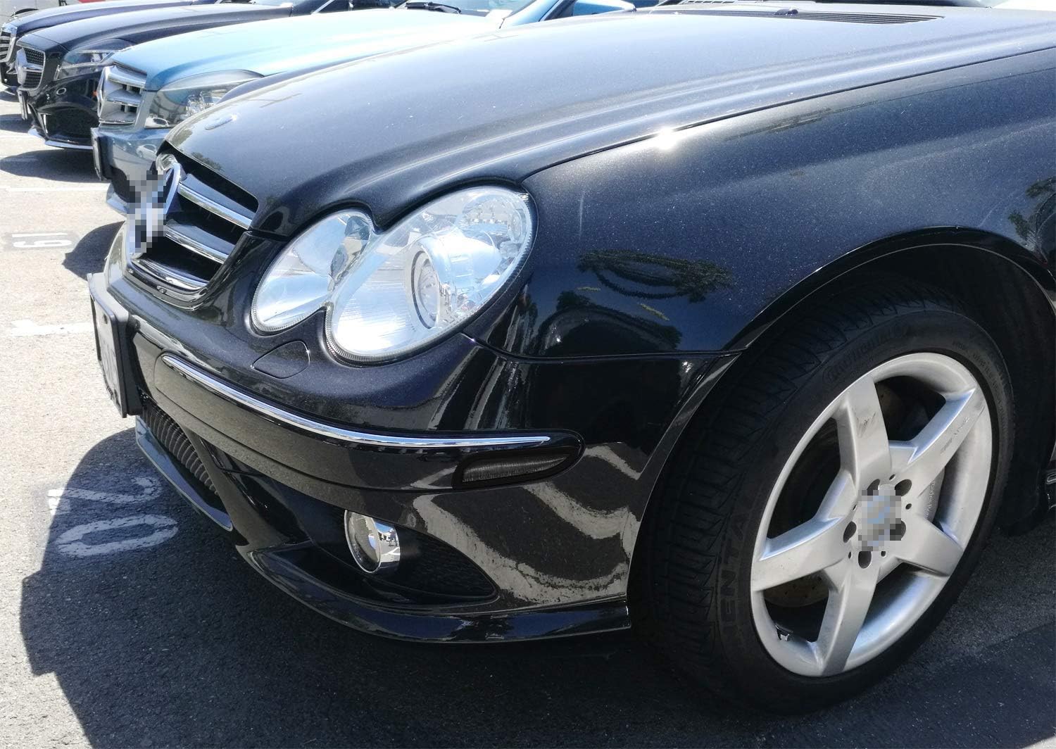 iJDMTOY Smoked Lens Amber Full LED Bumper Side Marker Light Kit Compatible With 2001-2007 Mercedes W203 C-Class Sedan, Powered by 30-SMD LED, Replace OEM Front Sidemarker Lamps