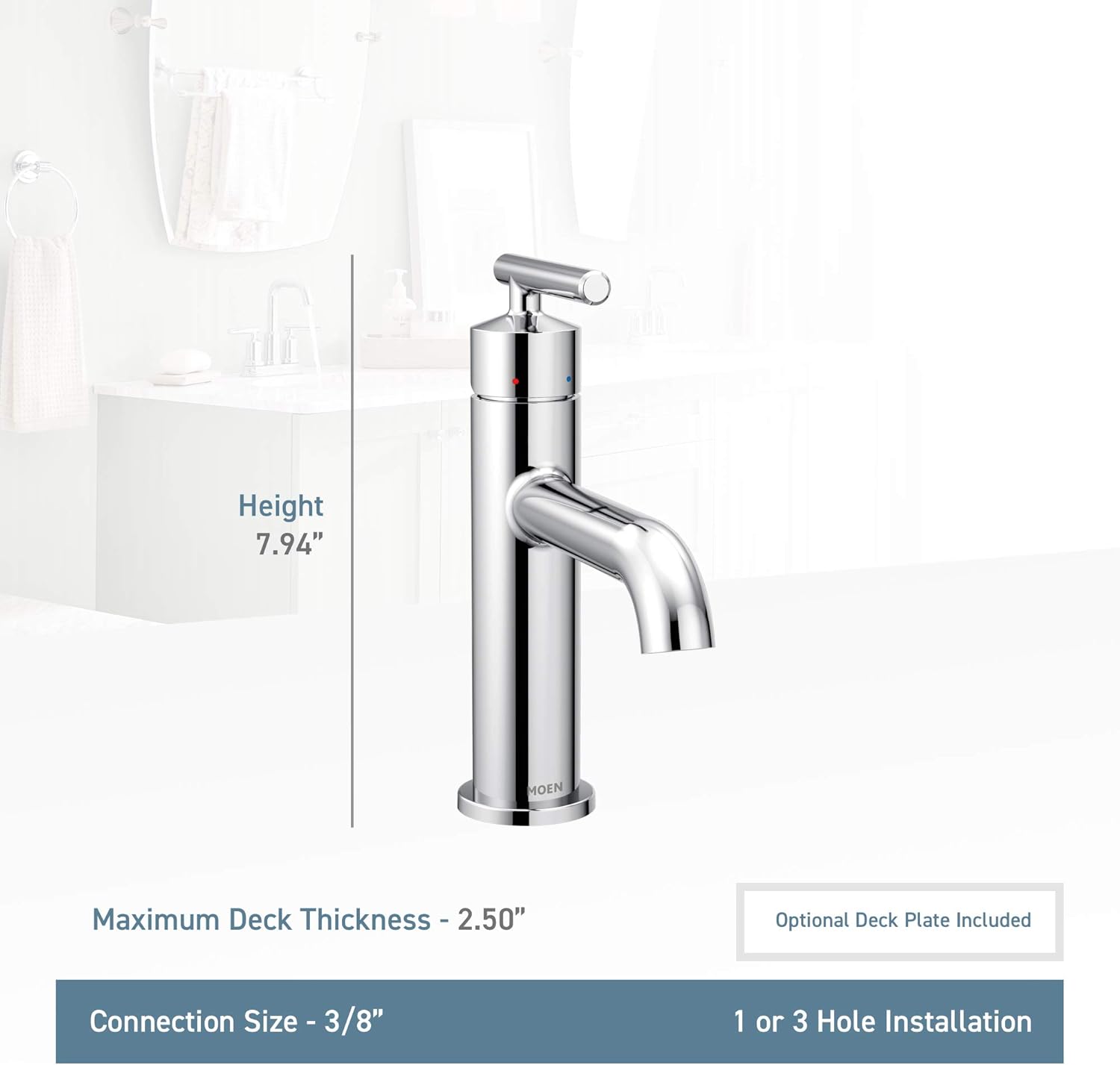 Blасk Frіdау - 80% оƒƒ Moen 6145 Gibson One-Handle Single Hole Modern Bathroom Sink Faucet with Optional Deckplate, Chrome