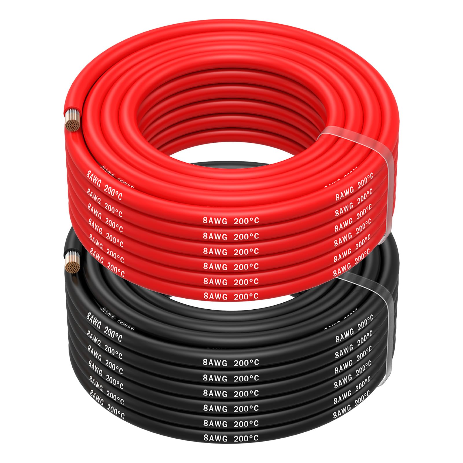 MMOBIEL 8 AWG Elektryczny Przewód - 8 Gauge (8,37 mm²) Cyna Kabel Miedziany - 2 Oddzielne Przewody Czerwony i Czarny Każdy 10 m do Lodówek, Klimatyzatorów, Bateria Samochodowa, Bateria Spawalnicza