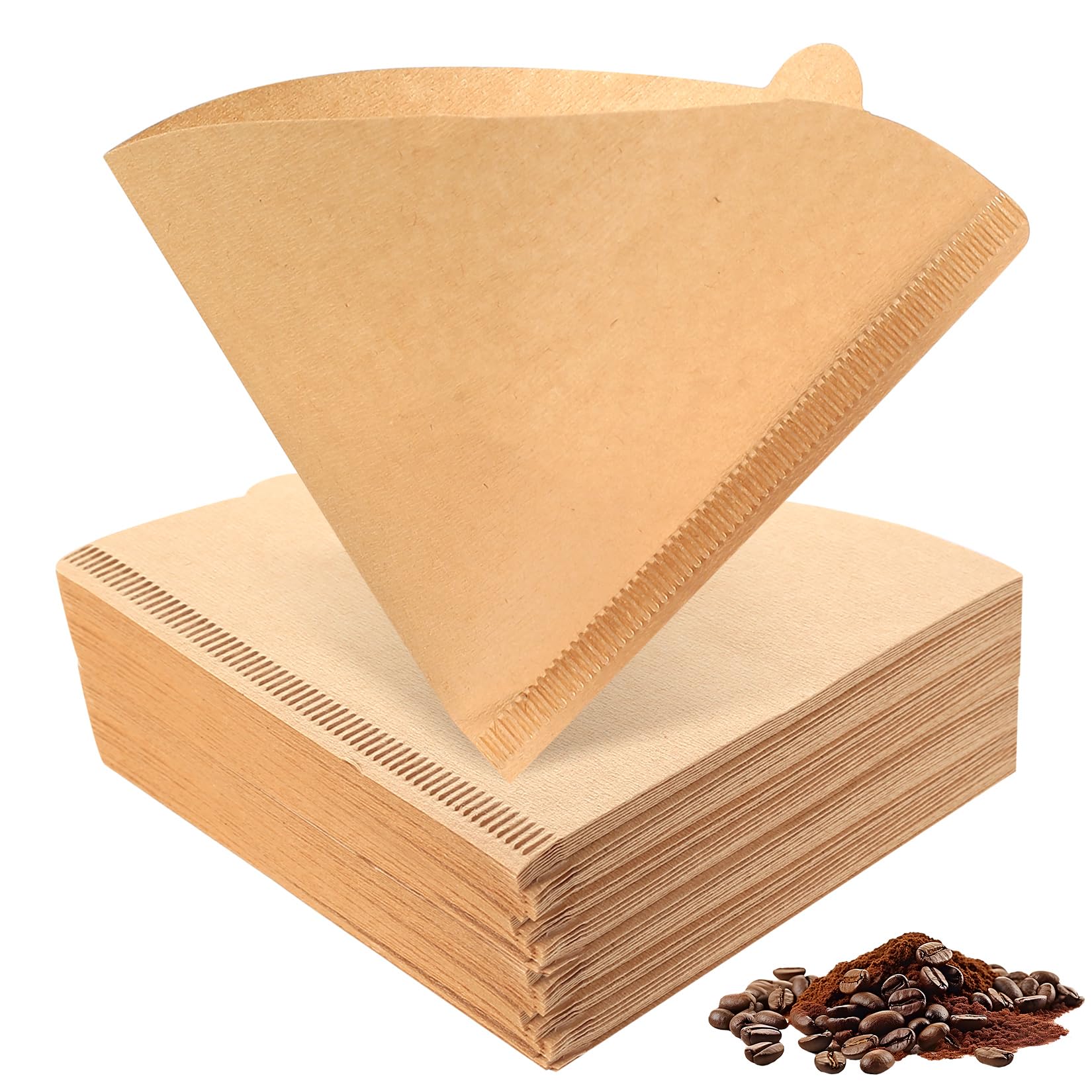 200 Pcs Filtros de Papel Número 2, Filtro de Café de Papel de Filtro de Cafés en Forma de V Tamaño 02, pPapel de Filtros de Café de Cono para Cafetera de Goteo(marrón, 2-4 Tazas)
