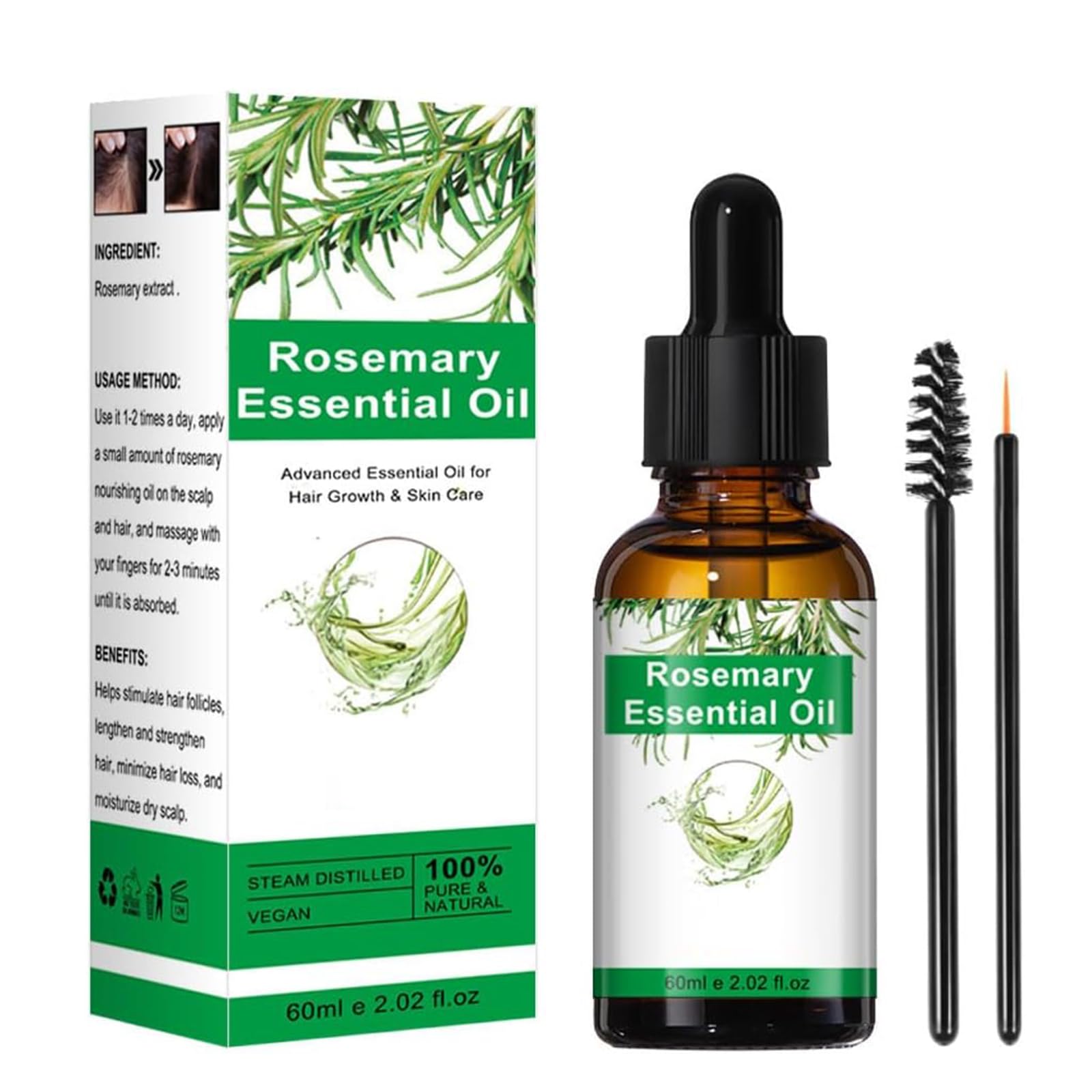 Organic Rosemary Essential Oil for Hair Growth & Skin Care, 100% Pure & Natural
