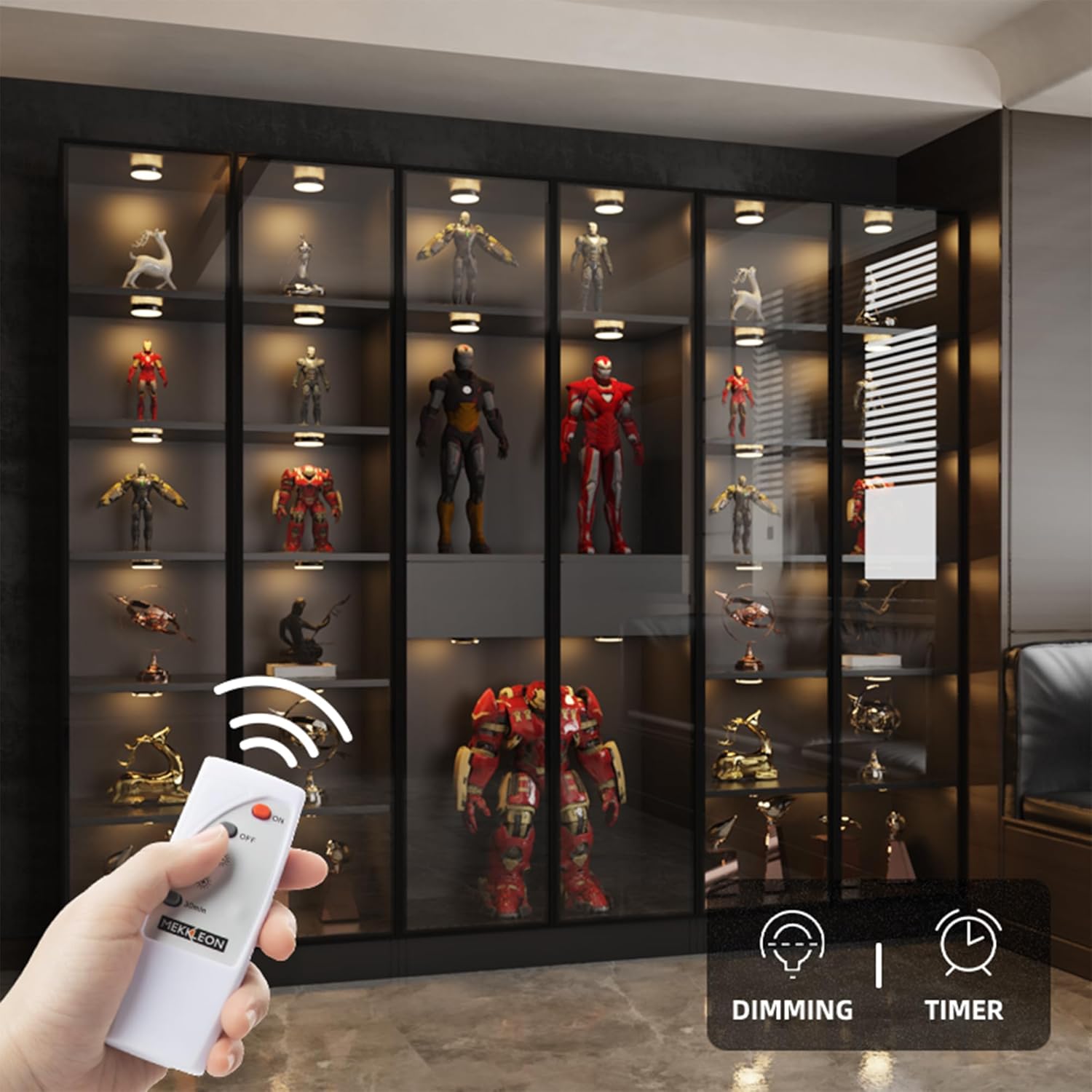Puck Lights with Remote Control, Under Cabinet Lighting with Magnetic and Cordless, 1200mAh Rechargeable Closet Lights Stick On Lights for Under Cabinet,Hallway, Stairway,Closet （Warm White,9pcs)