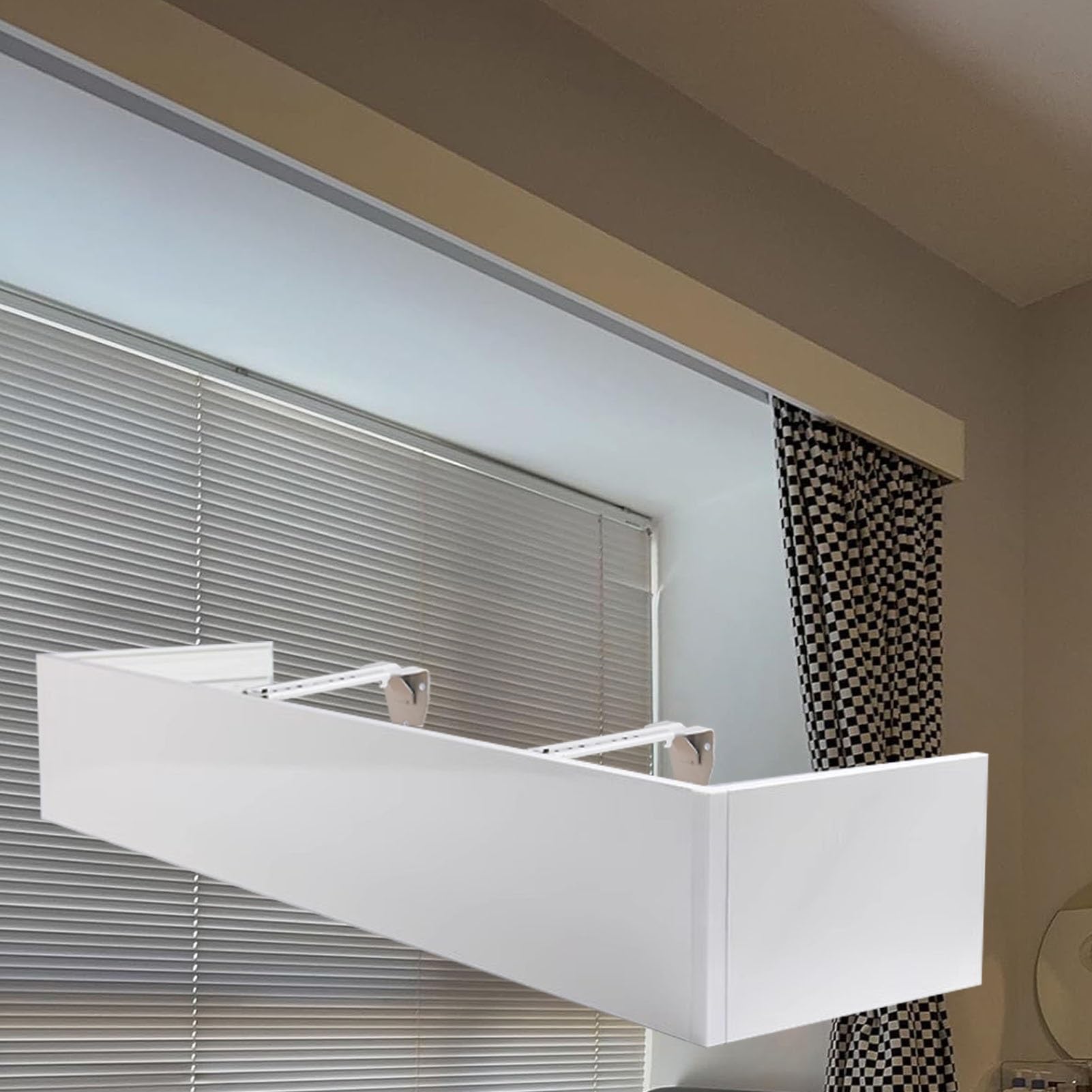 Wall Mount Curtain Pelmet Panel Without Tracks, 39/42/46/59/60/63/70/72/80/92/96/108 in Decorative Valance Cornice Board, Curtain Rod Cover Baffle(63in/160cm/5.2ft)