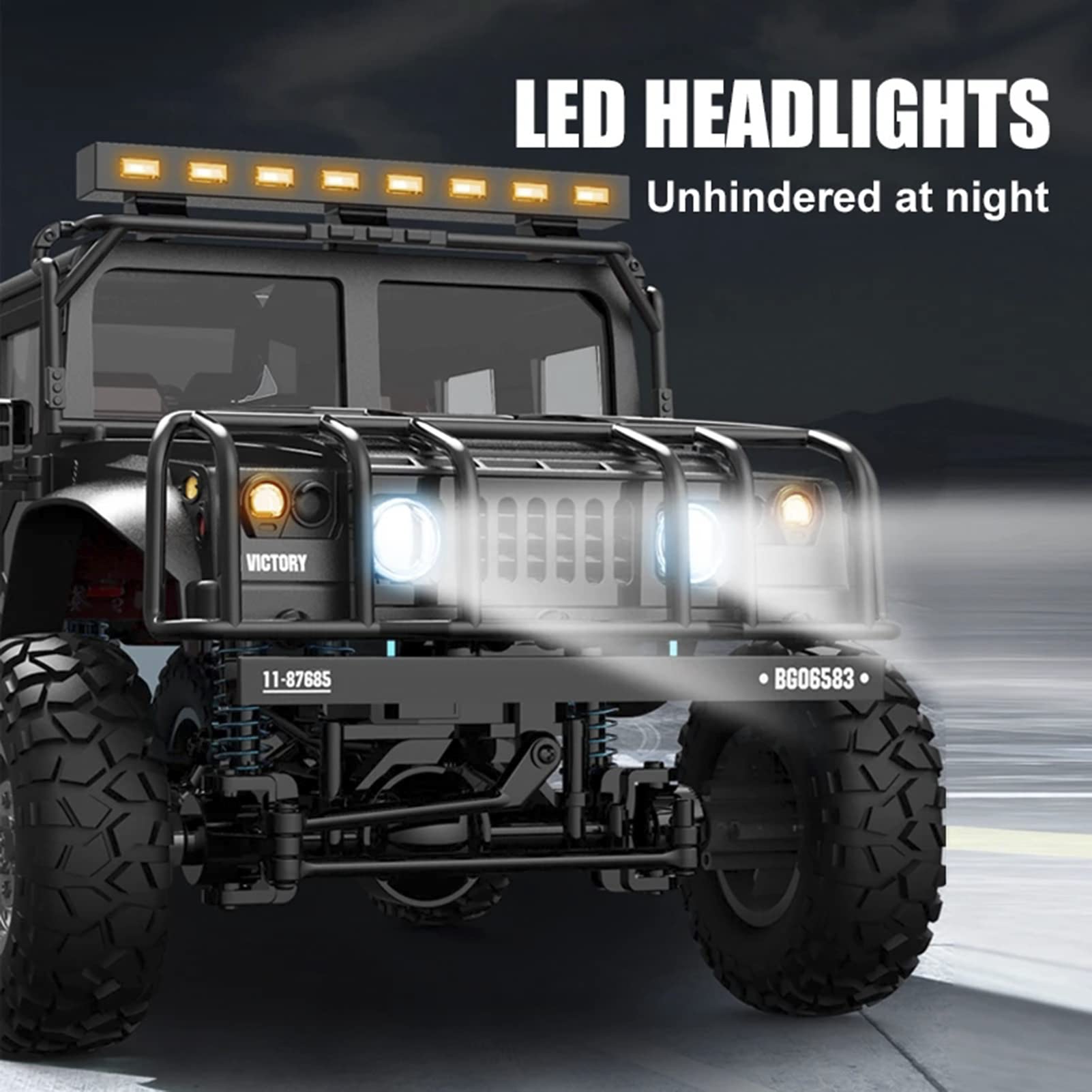 GoolRC 1/12 RC Crawler, 2.4GHz RC Truck 4WD All Terrain Off-Road Racing Vehicles with led Light, Waterproof RC Rock Crawler Car Hobby Grade Toys for Adults (Black)