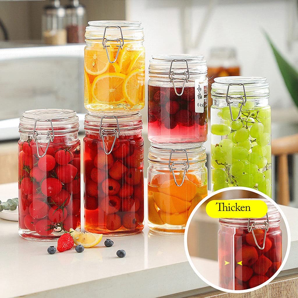 Almacenamiento de tarros de té Paquete de 3 frascos de vidrio transparente con tapas de sellado hermético Frascos de almacenamiento de boca ancha Juego de recipientes de cocina for miel, galletas, tar