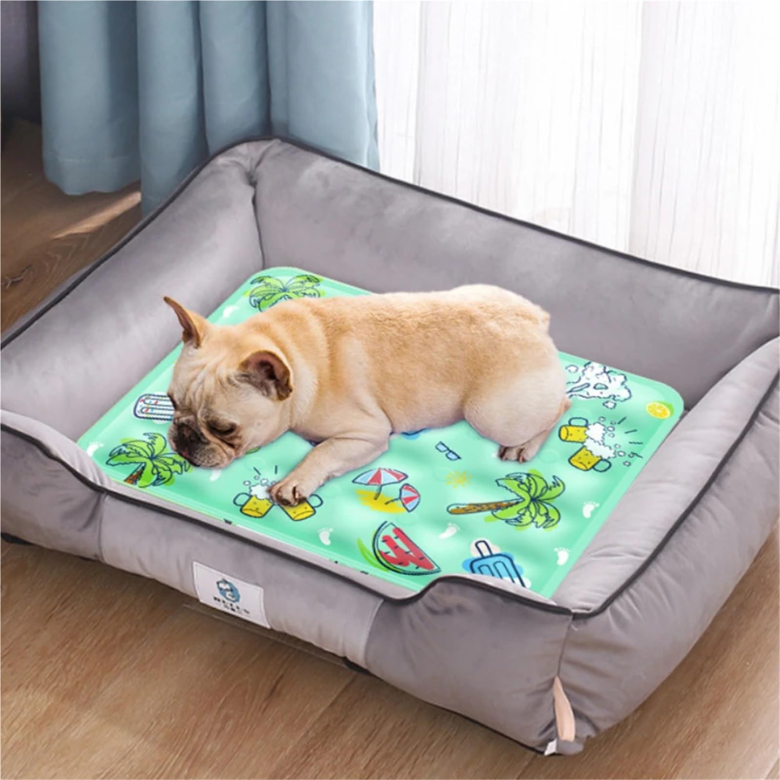 Ice Silk - Alfombrilla de refrigeración antideslizante reutilizable para perros y gatos, cama de verano | Gris, S