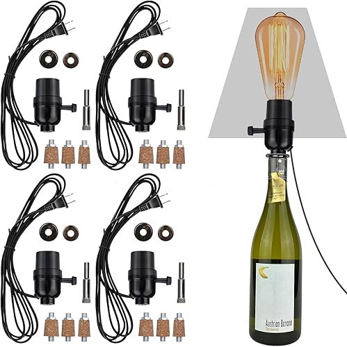 Aokpsrt Kit de lámpara de botella con broca de vidrio de 0.354 in, kit de lámpara para botellas de licor con enchufe deslizante y cable de Aokpsrt Kit de lámpara de botella con broca de vidrio de 0.354 in, kit de lámpara para botellas de licor con enchufe deslizante y cable de