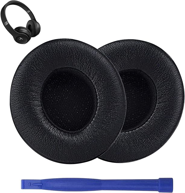 Solo3 Earpads,Replacement Earpads Compatible with Solo 2.0 3.0 Wireless Headphones,Ear Pads Cushions Covers Cups with Soft Protein Leather,Noise Isolation Memory Foam (Black)