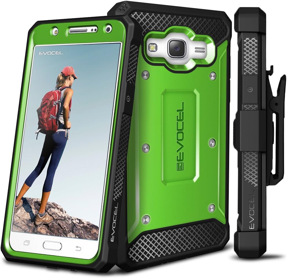 Galaxy J7 (2015) Case, Evocel [Explorer Series] Premium Full Body Case with Rugged Belt Clip Holster for Samsung Galaxy J7 (J700), Green (EVO-SAMJ7-ZZ12)