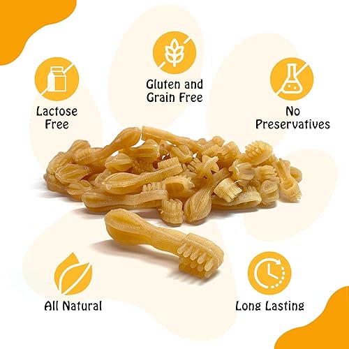 Miniatura 3 de PIMA - Golosinas dentales con queso para perros, masticables dentales de queso de yak para perros, limpieza natural de dientes de perro masticable