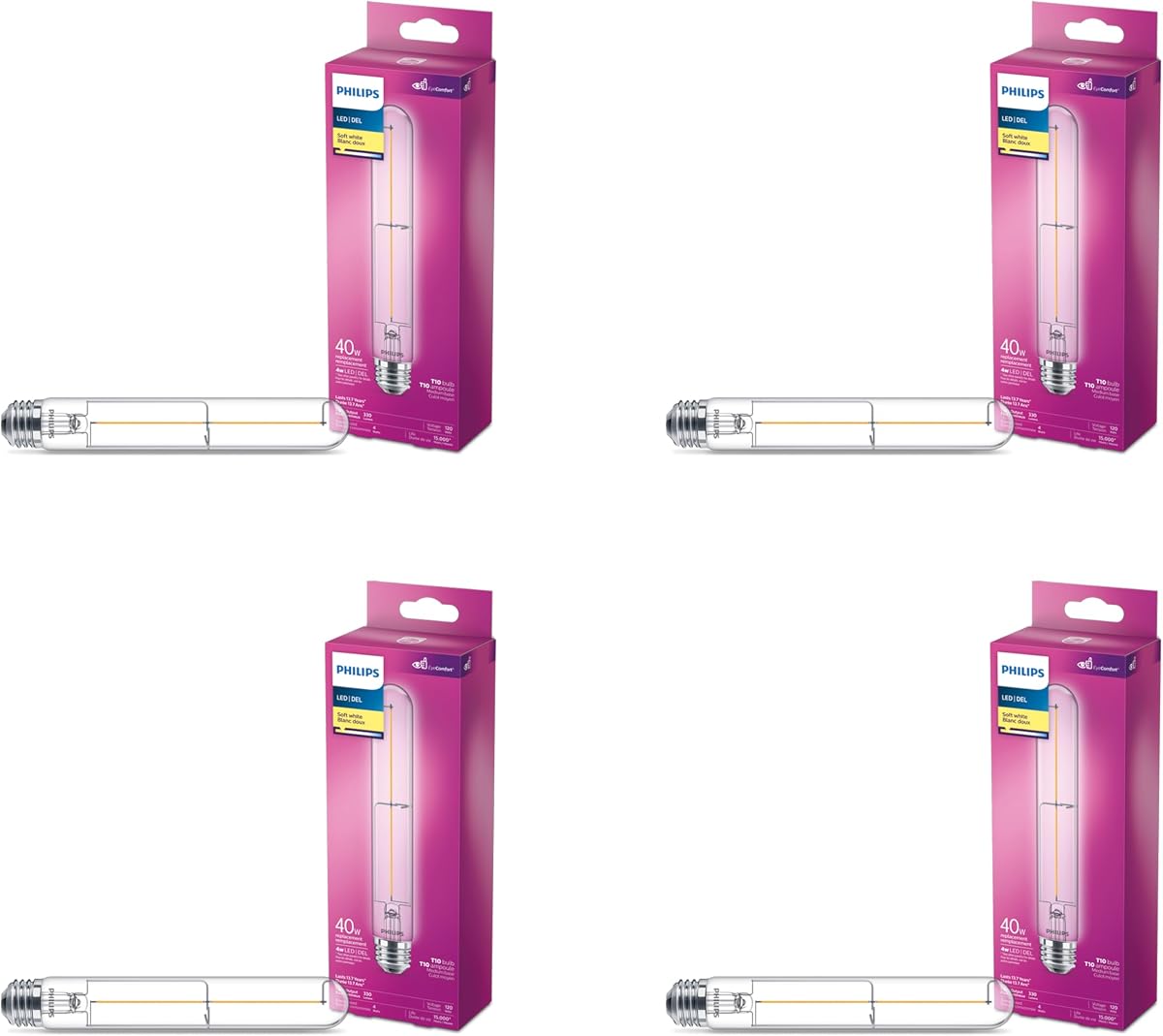 Bombilla LED T10 equivalente a 40 W, paquete de 4