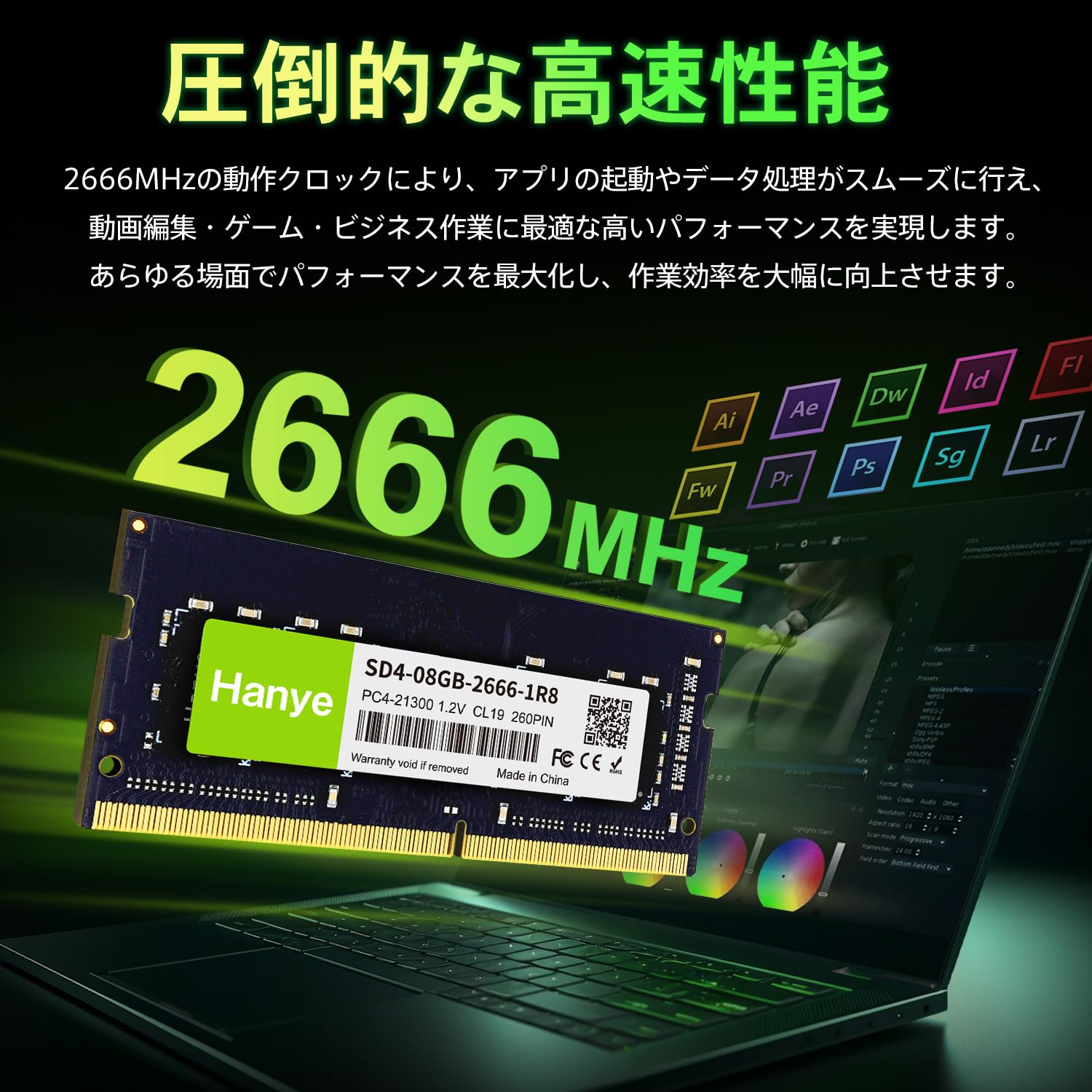 Amazon.co.jp: ノートPC用メモリ PC4-21300(DDR4-2666) 16GB(8GBx2枚