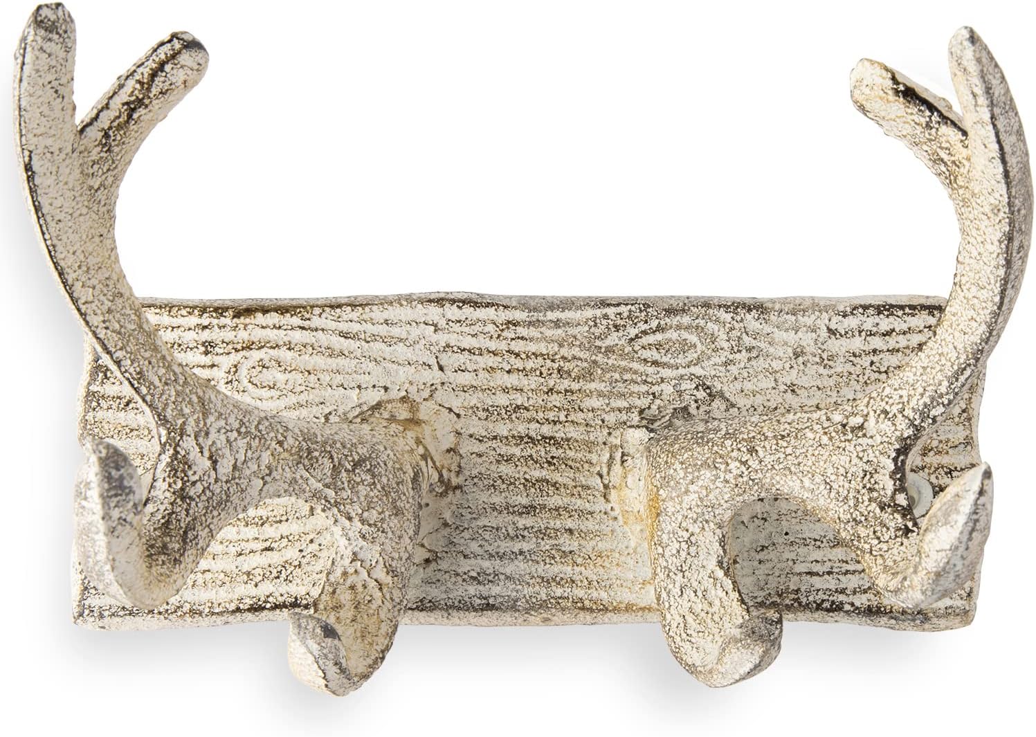 Comfify Vintage Cast Iron Deer Antlers Wall Mounted Hooks Antique Finish Metal Clothes Hanger Rack w/Hooks Deer Antlers Shape | Includes Screws and Anchors | in Antique White