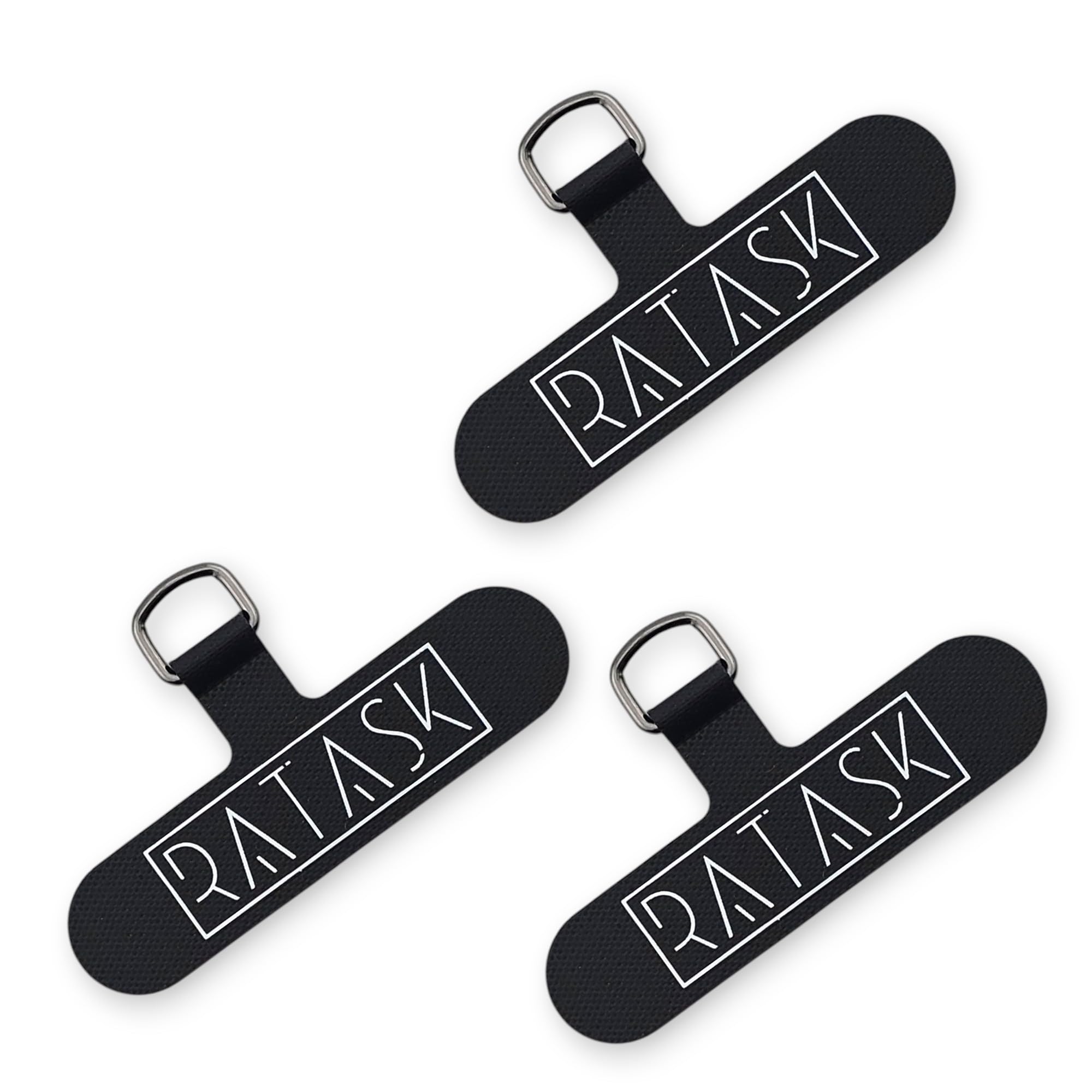 Ratask Unisex Black Fabric Tether Tab For Phone Lanyard, Mobile Phone Strap Tether Patch, Universal Tether Patch, Durable Metal Or Soft Fabric Option, Pack Of 3 (Basic Fabric, Black)