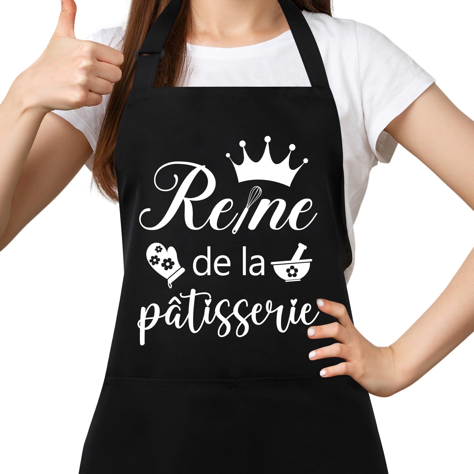Tablier de Cuisine Réglable et Étanche pour Femme - avec Poches - Cadeaux pour Maman