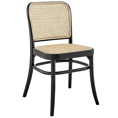 Modway Winona Elm Wood Cane Rattan Seat, Dining Side Chair,