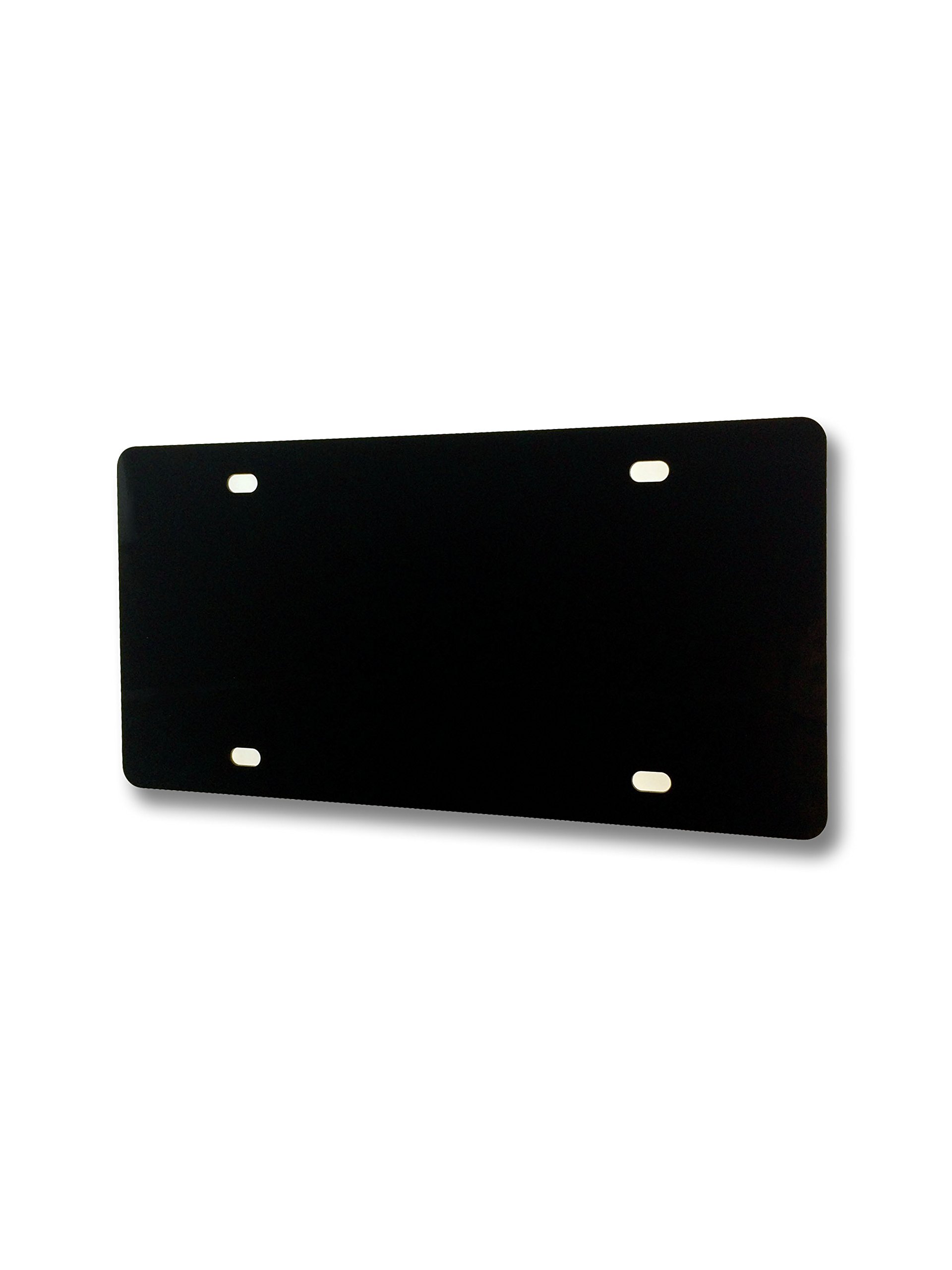 4 Hole Blank License Plate Black Acrylic 12