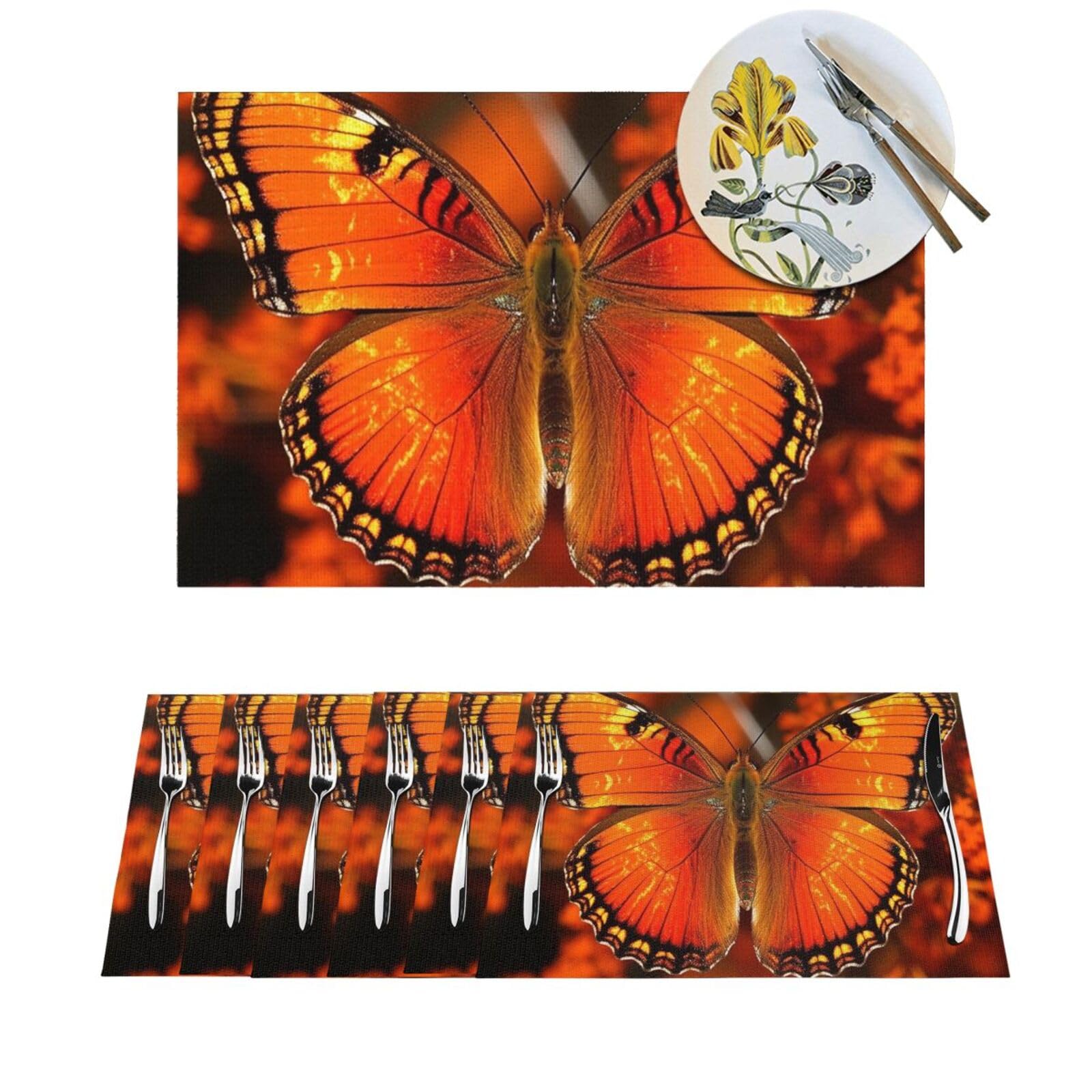 Set de table en vinyle orange lot de 6 lavables et antidérapants pour repas de cuisine