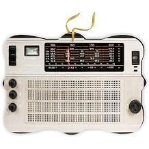 Sam Sandor - Transistor Radio Vintage - Fancy Christmas Ornament with String -Rearview Mirror Hanging Accessory, Car Accessories